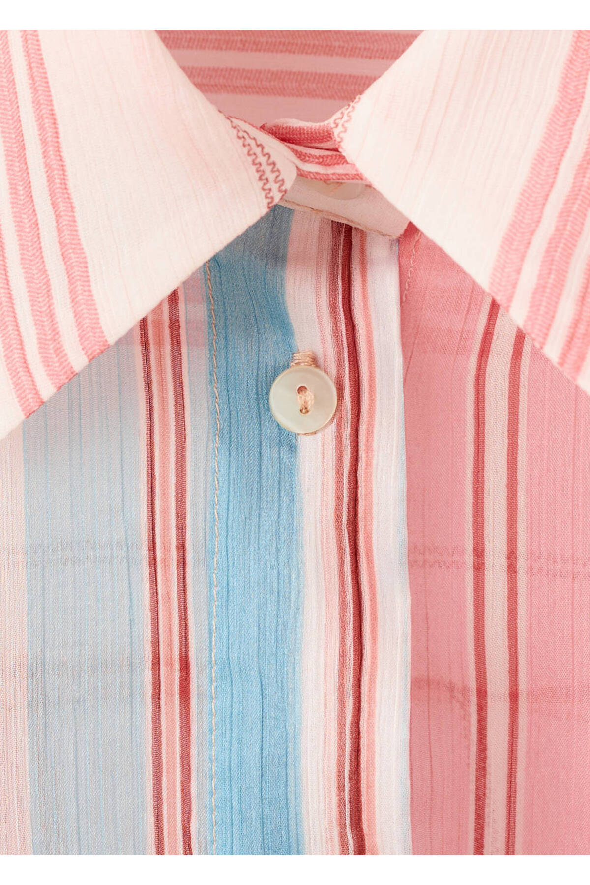 MANGO  Kurdele detaylı çizgili bluz - Görsel 6