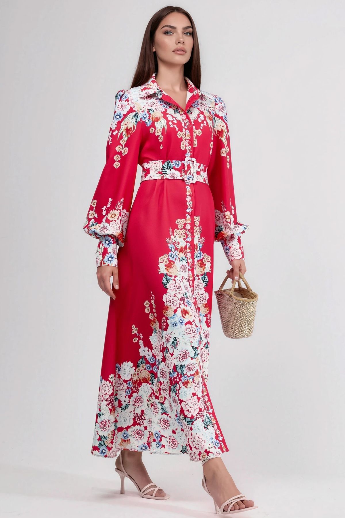 Hiccup MSN Floral Maxi Dress with Button Closure- Trendyol