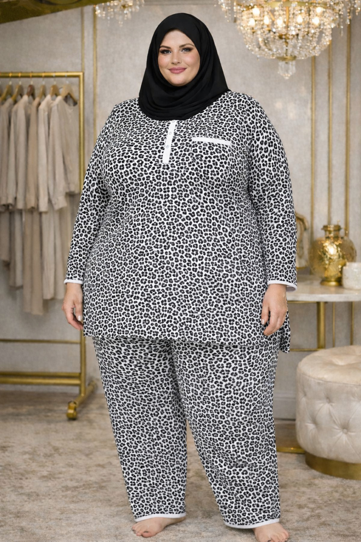 Seçkin Büyük Beden KADIN BÜYÜK BEDEN PENYE PİJAMA TAKIMI