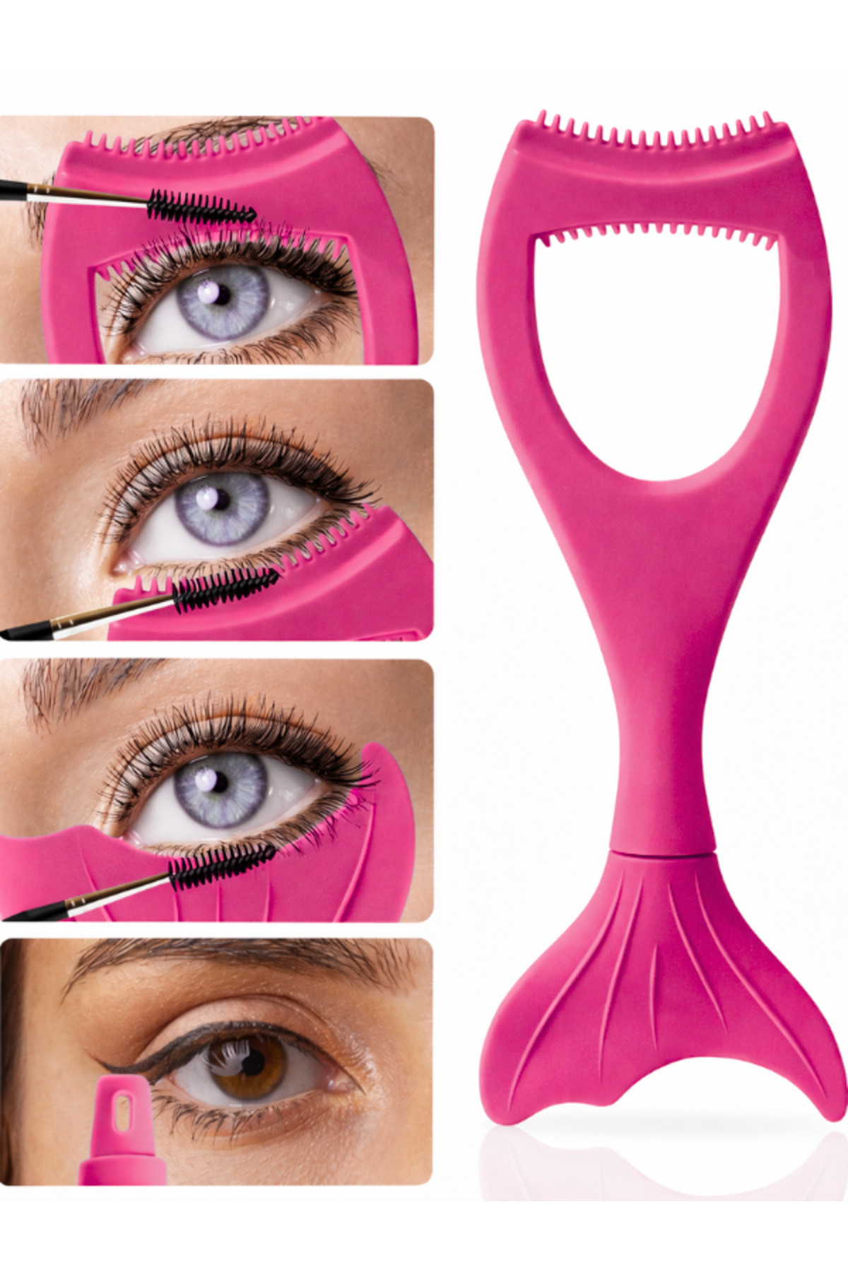Kirpik Kıvırıcı Eyeliner Çekme Aparatı Göz Makyaj Kozmetik Kirpik Tarağı Maskara Rimel Sürme Aparatı — قرمز Kmız.aprt.çkme