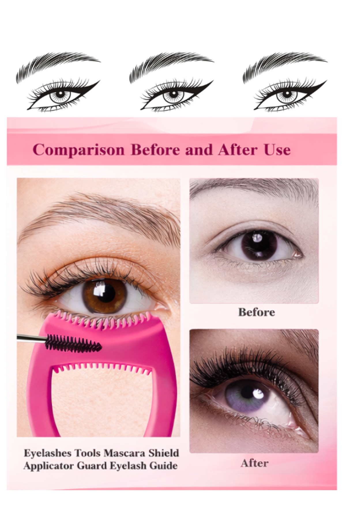 Kirpik Kıvırıcı Eyeliner Çekme Aparatı Göz Makyaj Kozmetik Kirpik Tarağı Maskara Rimel Sürme Aparatı — قرمز Kmız.aprt.çkme — تصویر 3 از 8