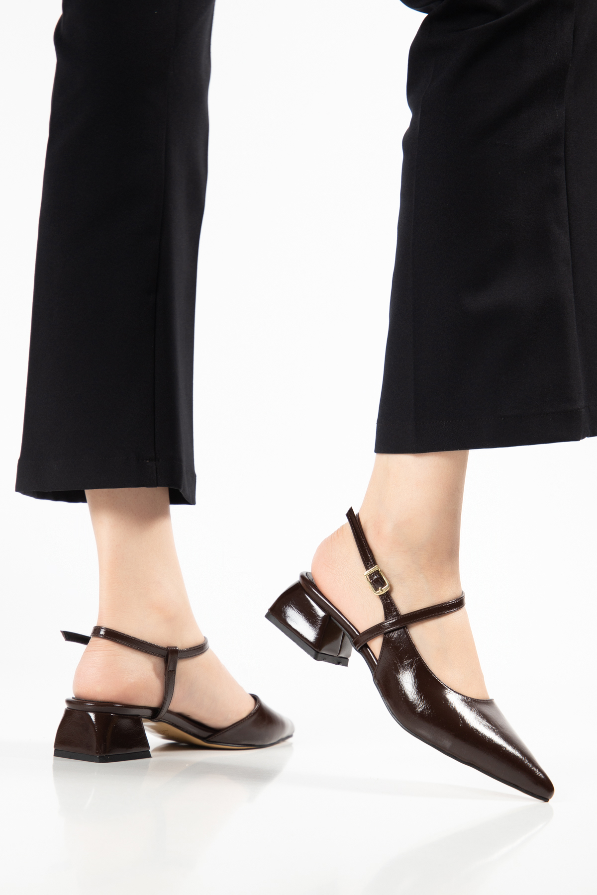 Women's Casual Flats Open-Back Pointed Toe Banded 3 cm Heel