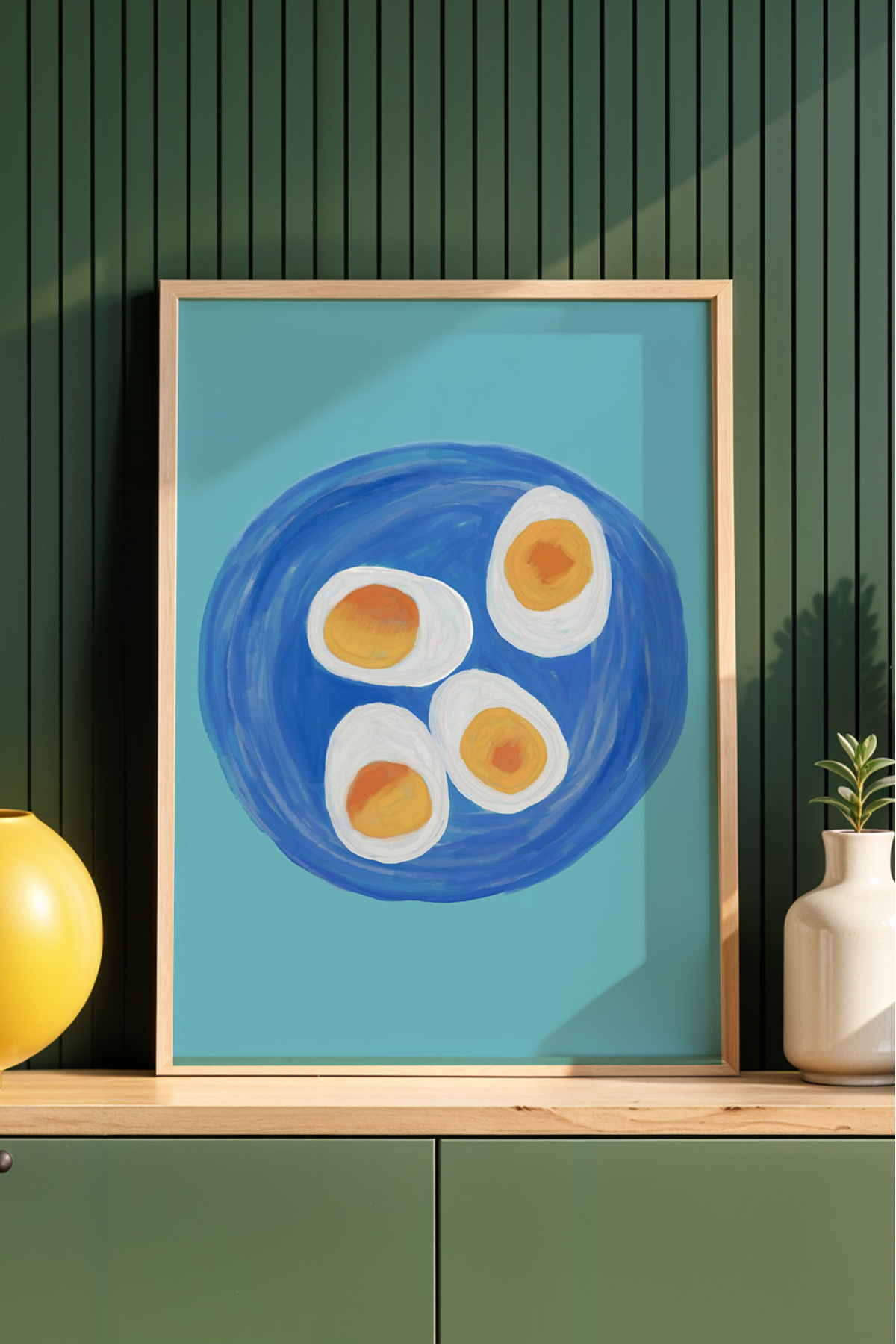 Yumurta Desenli Tablo Minimal Mutfak Poster Duvar Dekoru Çerçevesiz