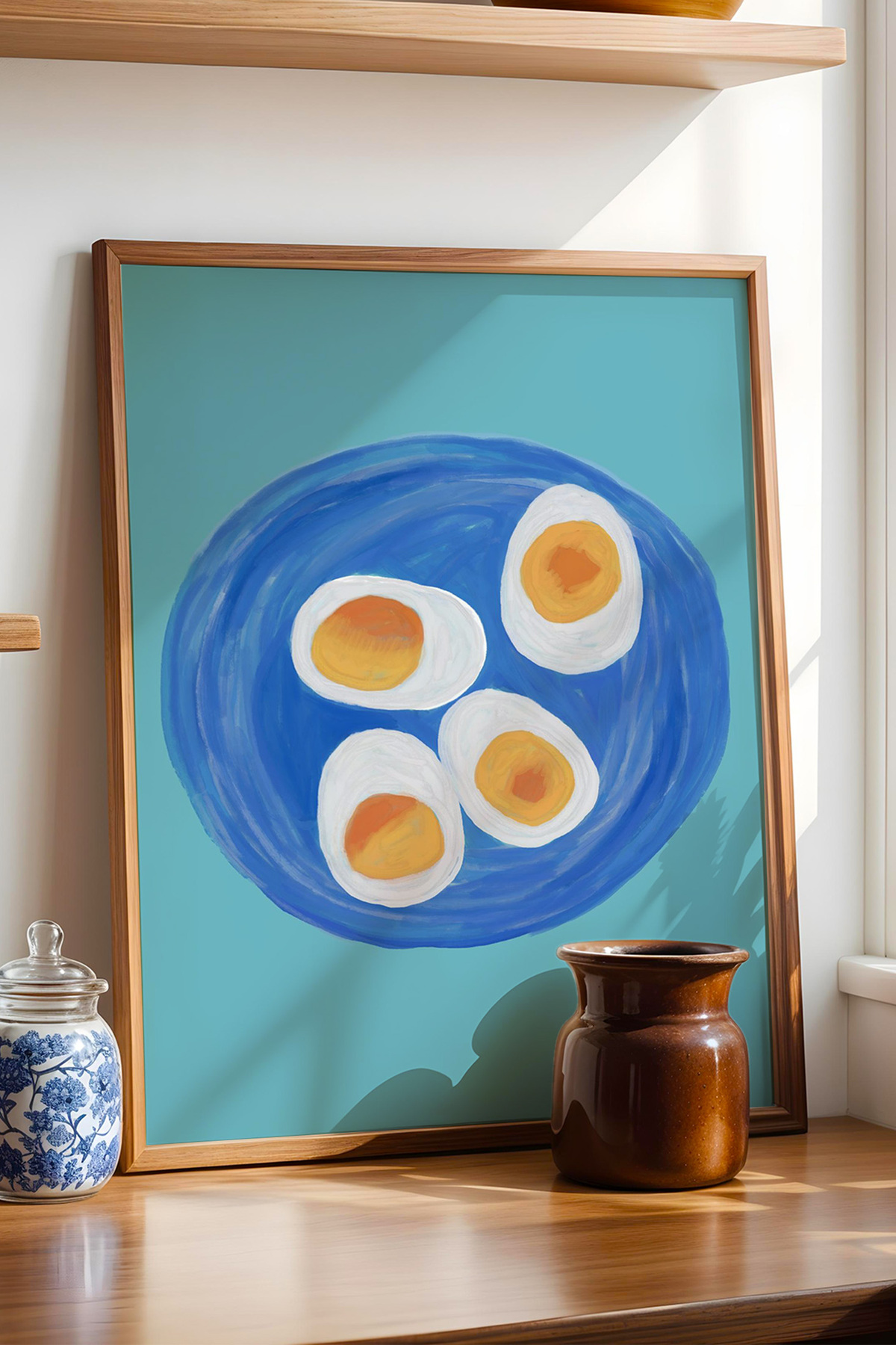 Yumurta Desenli Tablo Minimal Mutfak Poster Duvar Dekoru Çerçevesiz
