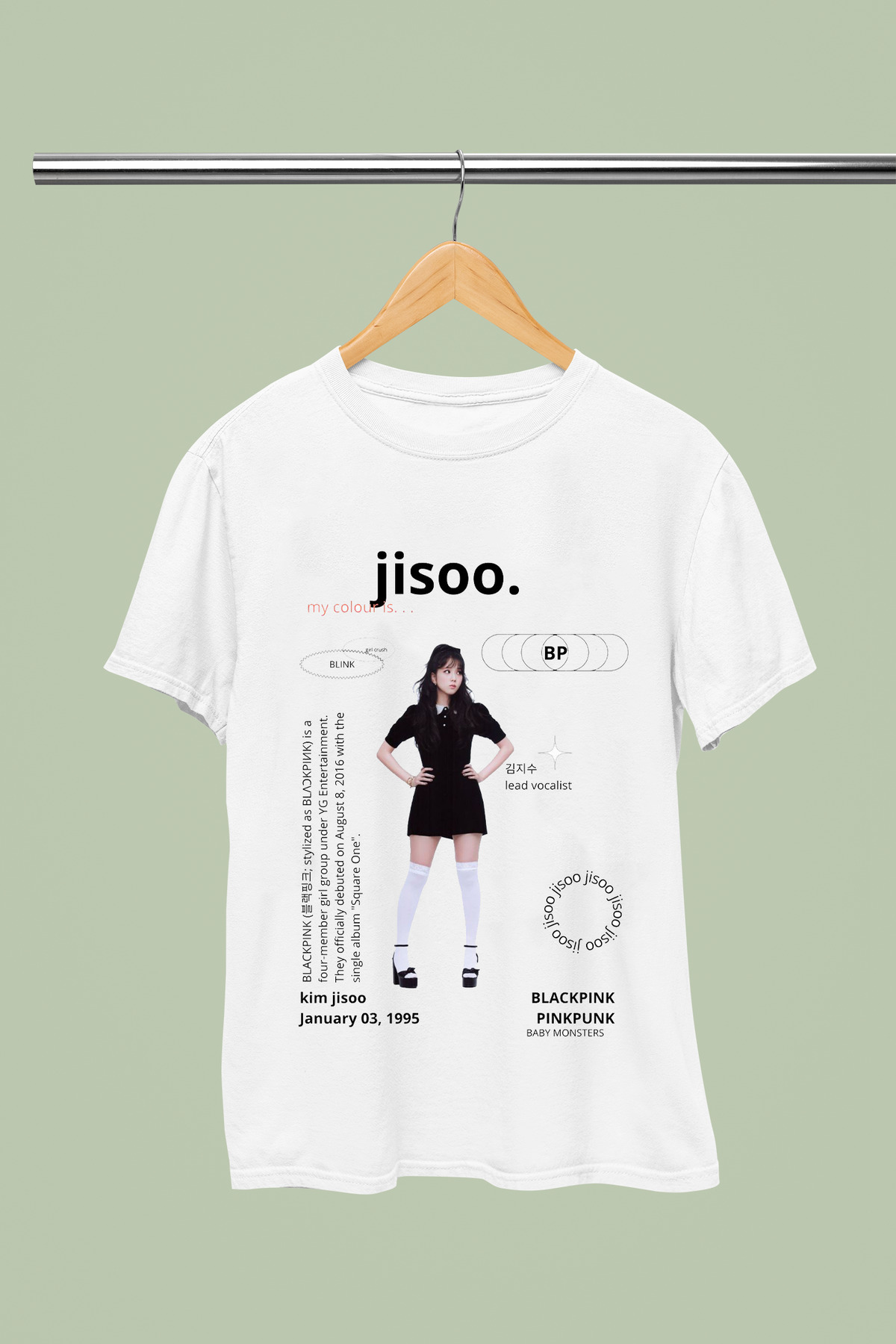 JISOO FROM BLACKPINK PRINTED 100% COTTON REGULAR MOLD CHILDREN AND YOUNG TSHIRT
