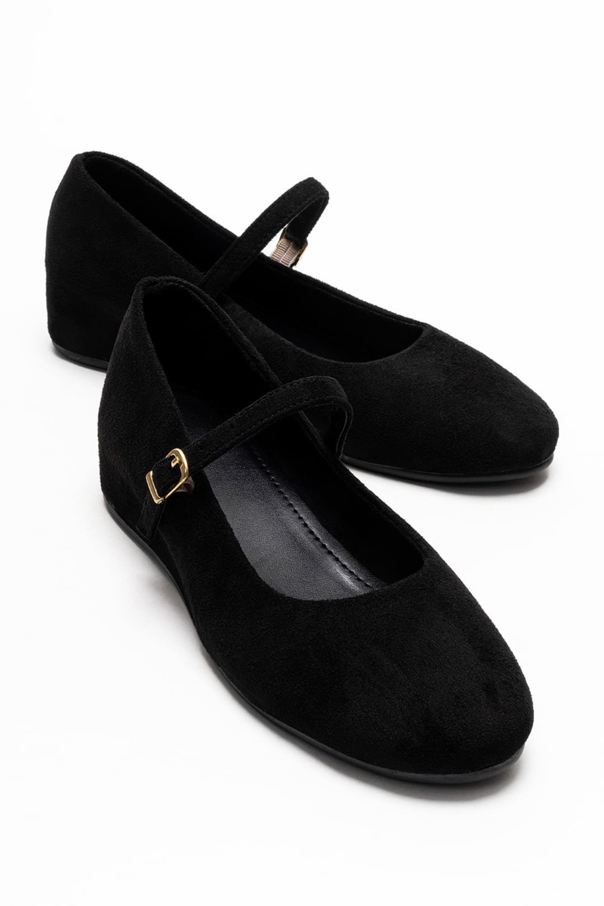 Women's Black Suede Hidden Heel Flat Casual Stylish Casual Banded Shoes