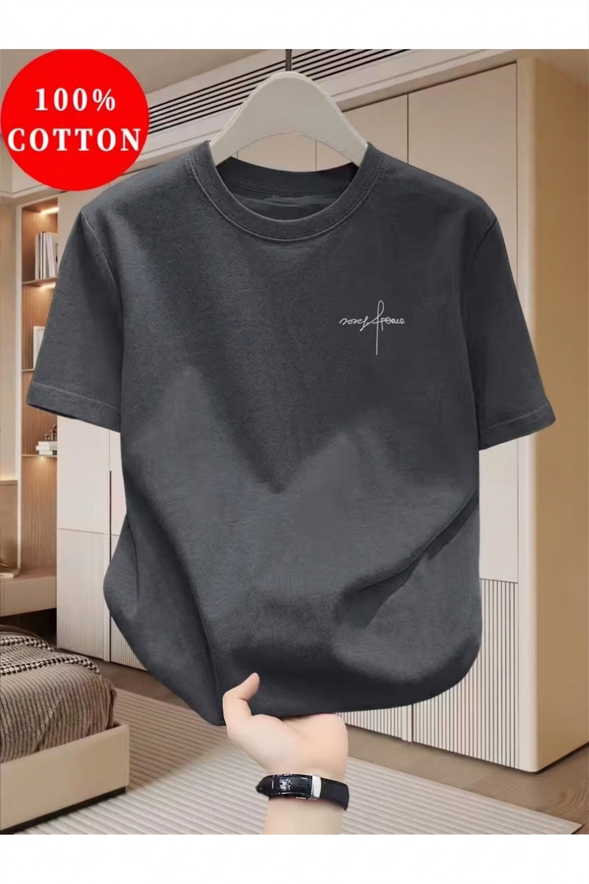 gencerco Unisex Forgive Baskılı Grafiti Tasarım Basic Bisiklet Yaka Regular T-shirt FÜME