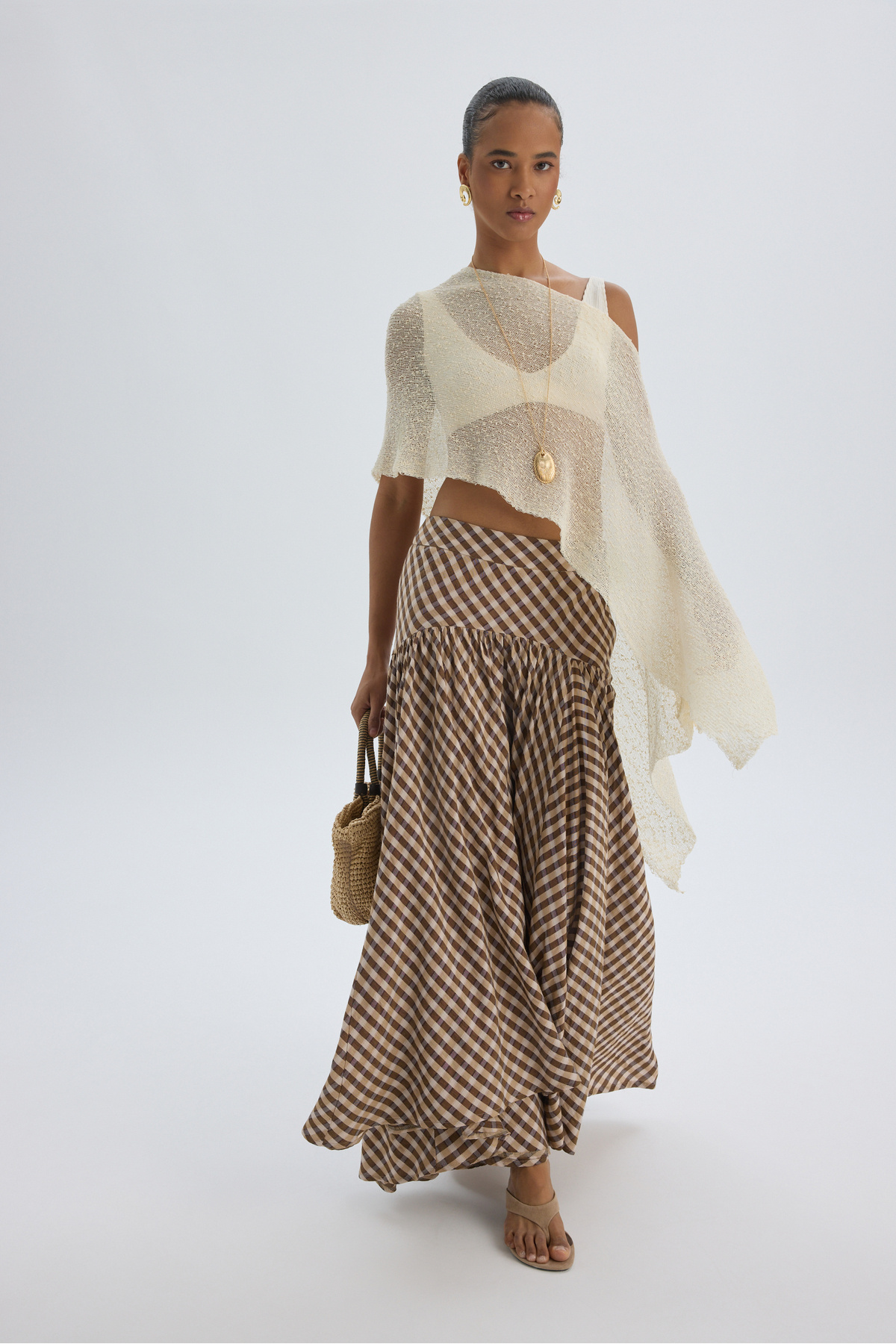 MAI STUDIOS CO.  Amelisse Ekoseli Kahve Uzun Etek