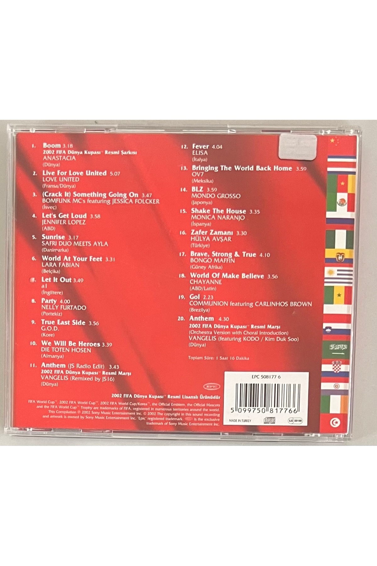 Sony Music 2002 Fifa World Cup Cd (Anastacia,Lve United,Bomfunk