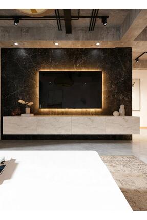 joy mob Joy Tv Ünitesi Tv Sehpası Alt Modül Traverten 240 Cm Mdf