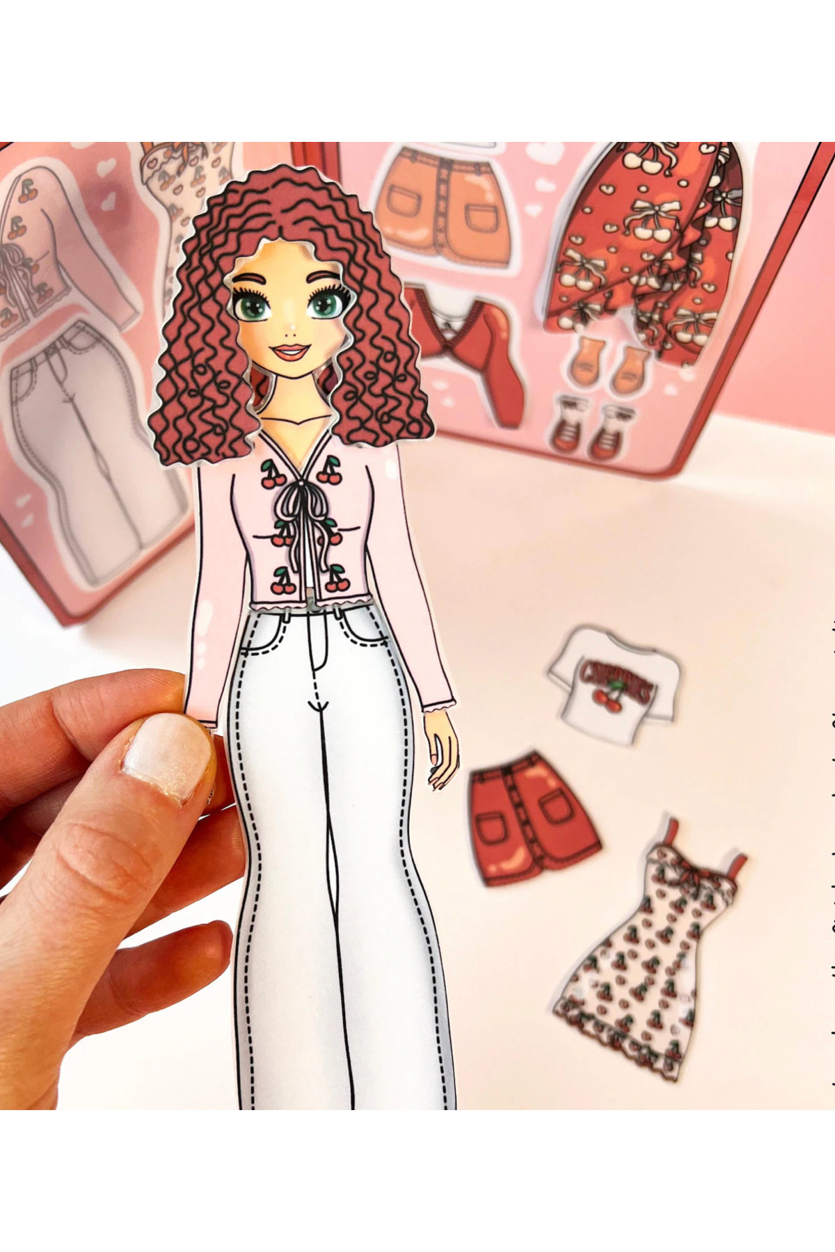 JACA Paper Doll Kes-Yapıştır-Oyna Vişne Kız İnce Motor Becerisi