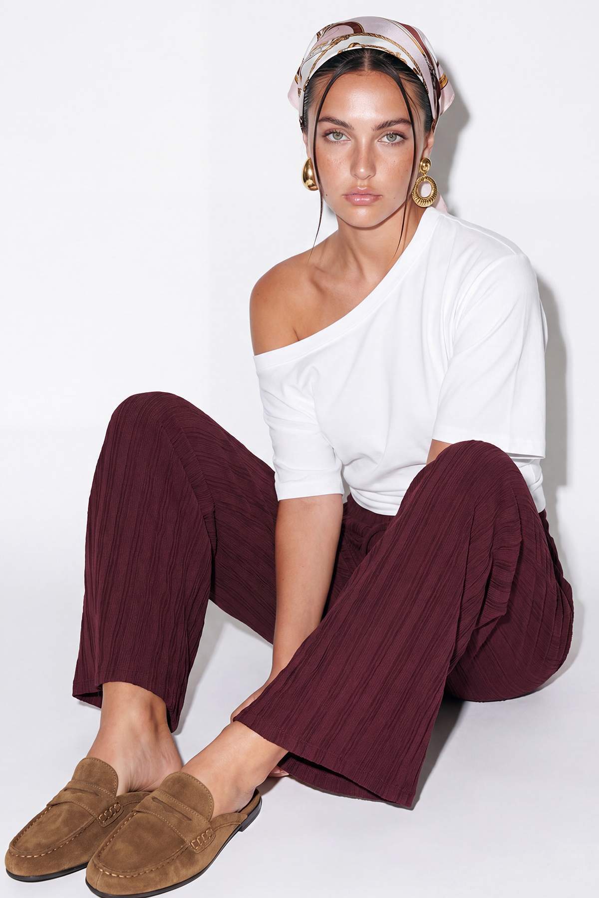 Drop by Trendyolmilla Bordo Geniş Paça Rahat Kalıp Pantolon TDRSS26PL00012