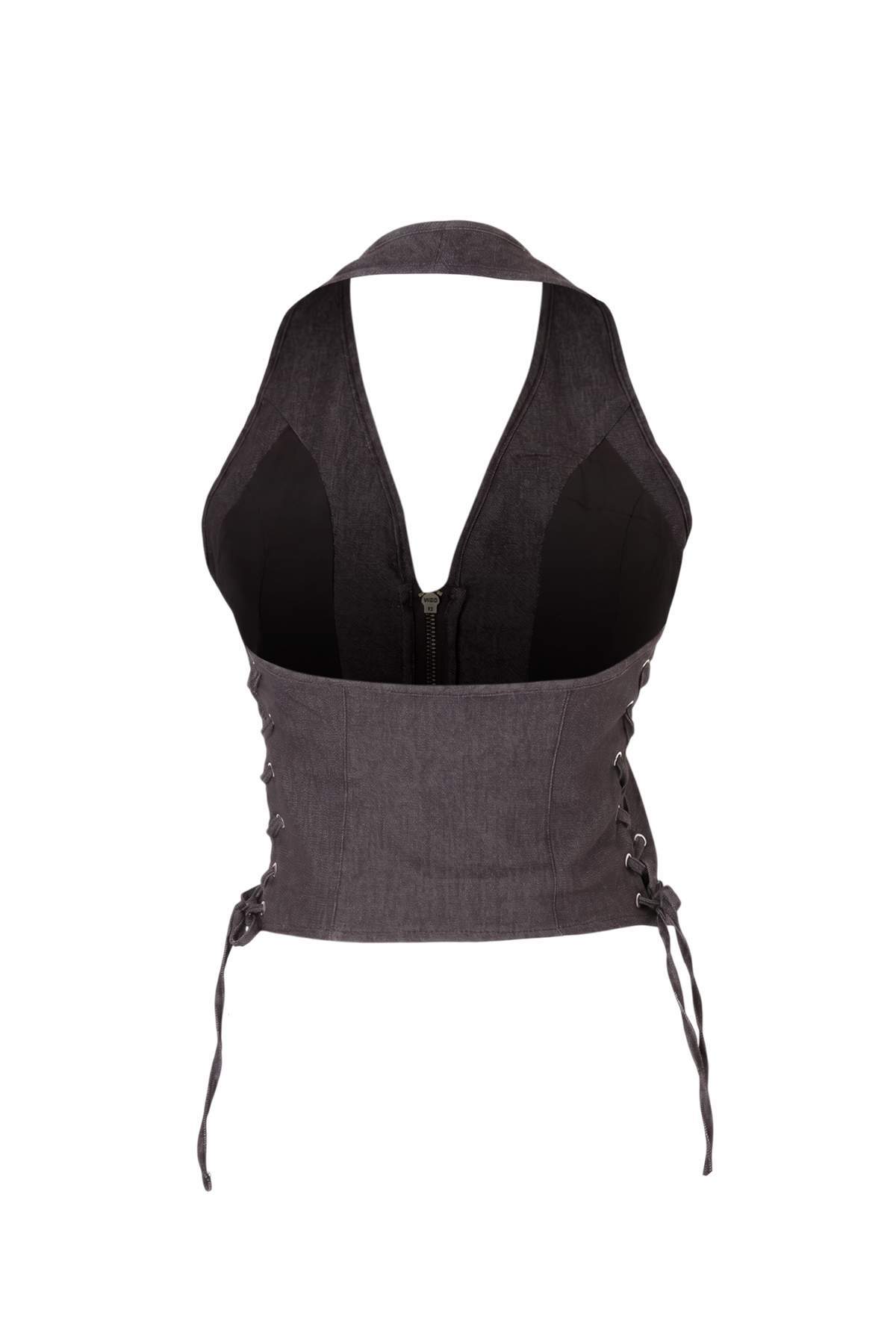 Trendyolmilla  Limited Edition Koyu Kahverengi Kuş Gözü Bağlama Detaylı Dokuma Bluz TWOSS26BZ00589 - Görsel 2