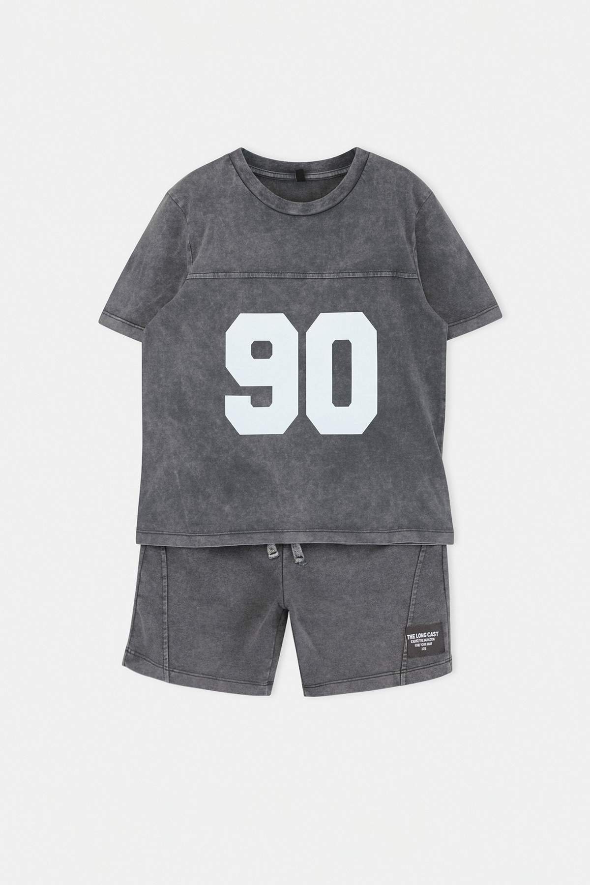 Trendyolmilla  Antrasit Baskılı Asit Yıkamalı Erkek Çocuk Örme Alt - Üst Takım TKDSS26AU00047