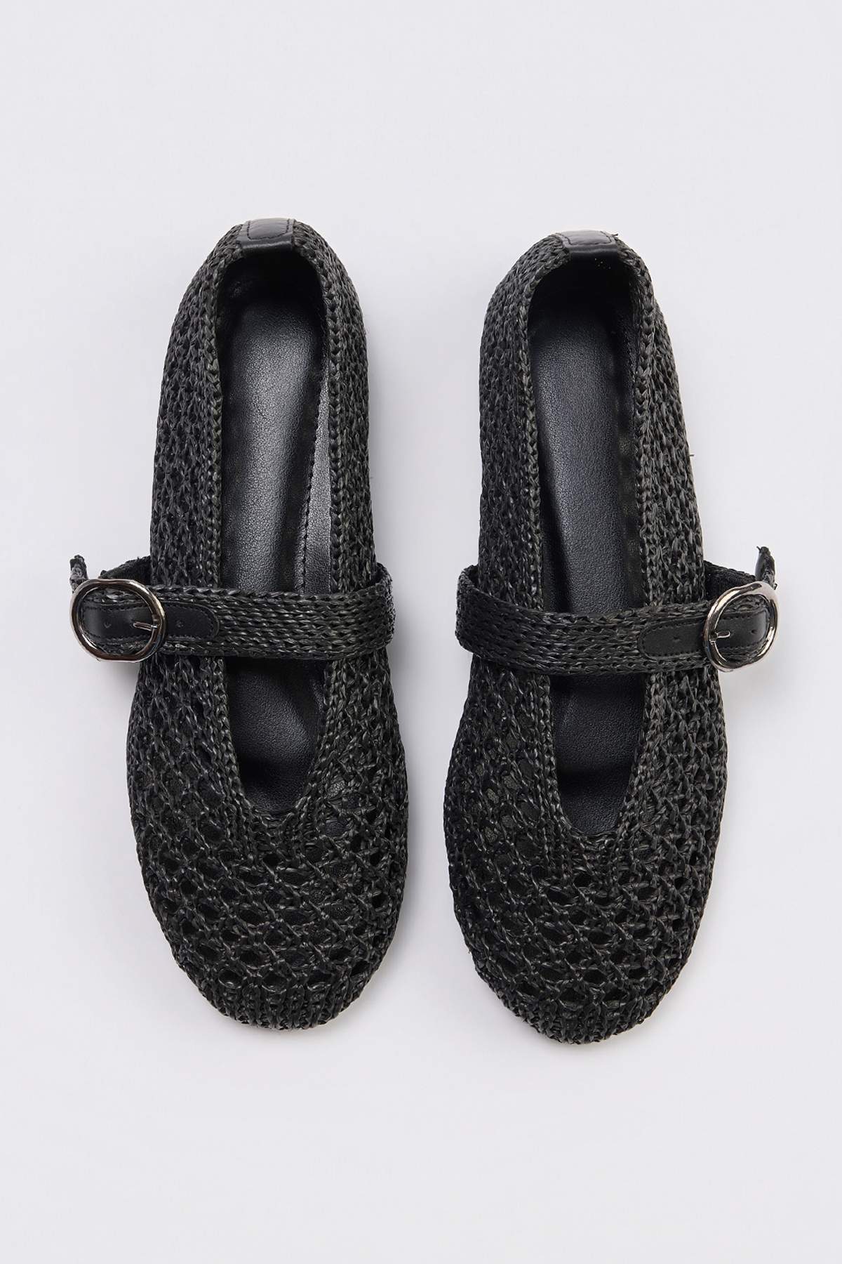 TRENDYOL SHOES Schwarze gestrickte Mary-Jane-Ballerinas für Damen TAKSS26BE00020