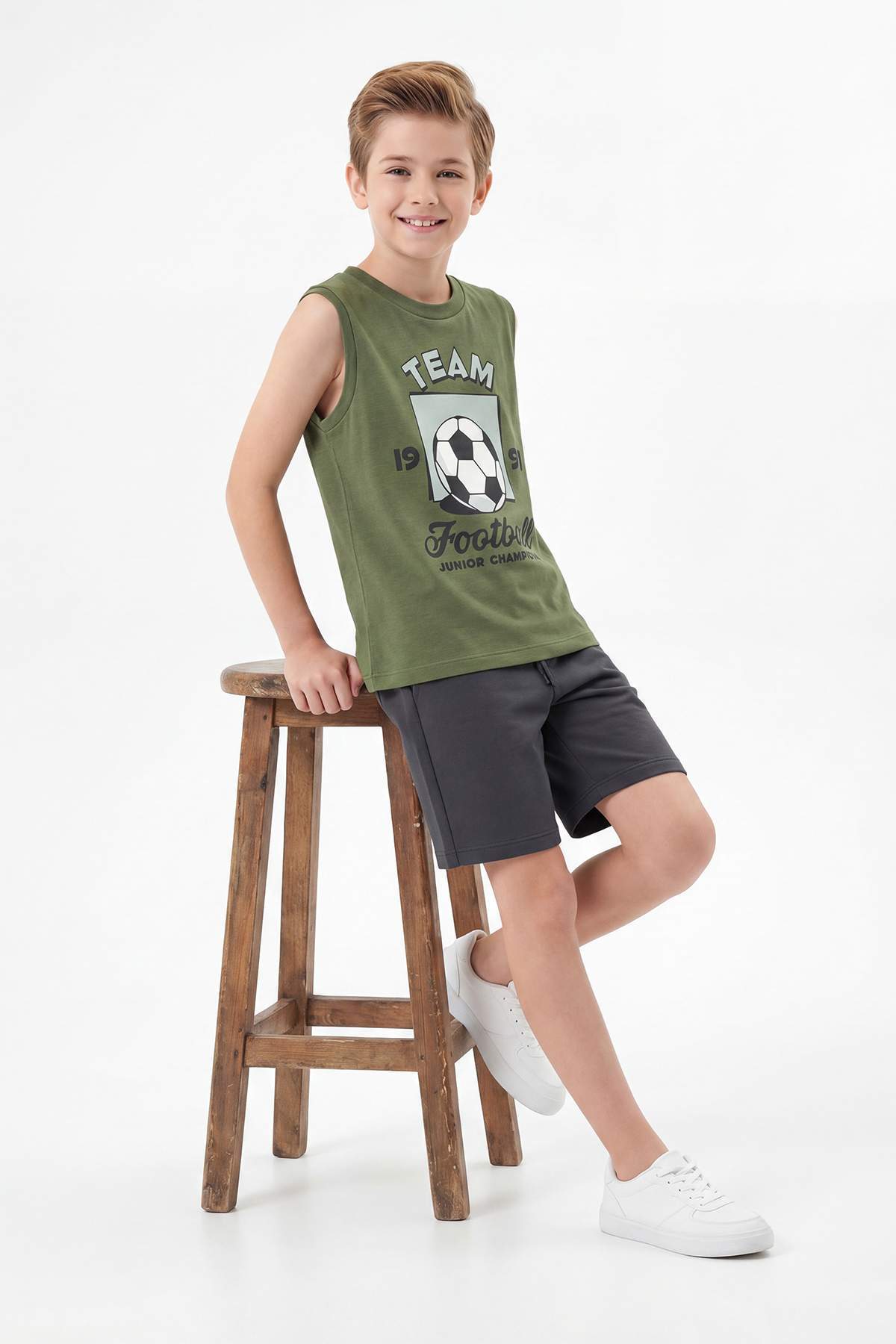 Trendyolmilla Kids Haki Baskılı Örme Alt - Üst Takım TKDSS25AU00139