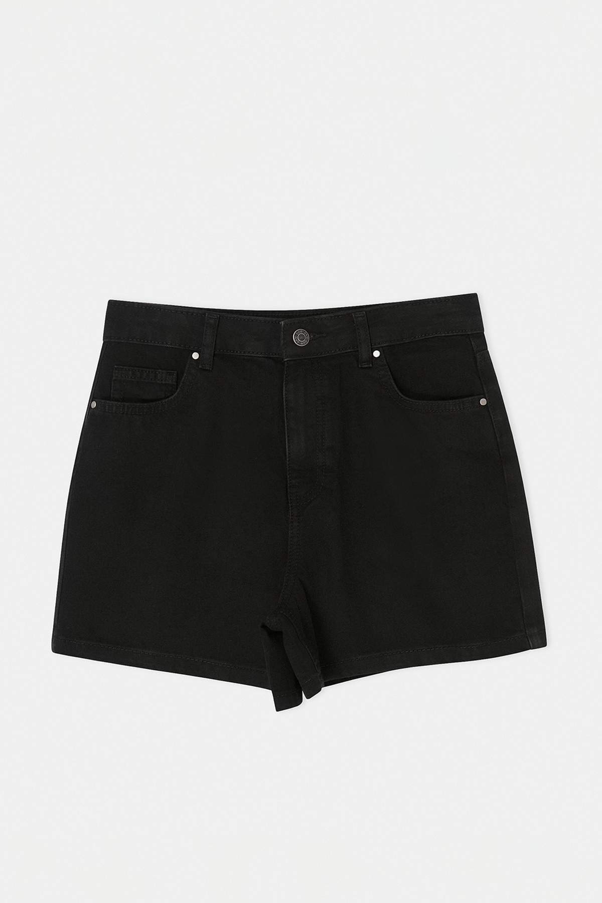 Trendyolmilla  Siyah Yüksek Bel %100 Pamuk Denim City Şort TWOSS26SR00050