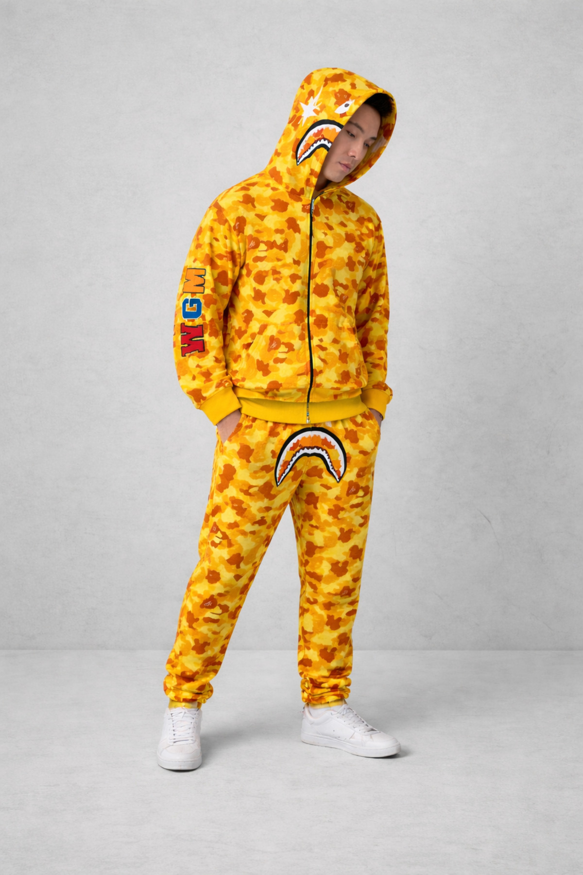 AXXAN BAPE PUBG NAKIŞ İŞLEMELİ FERMUARLI KAPUŞONLU İKİLİ TAKIM ALT ÜST