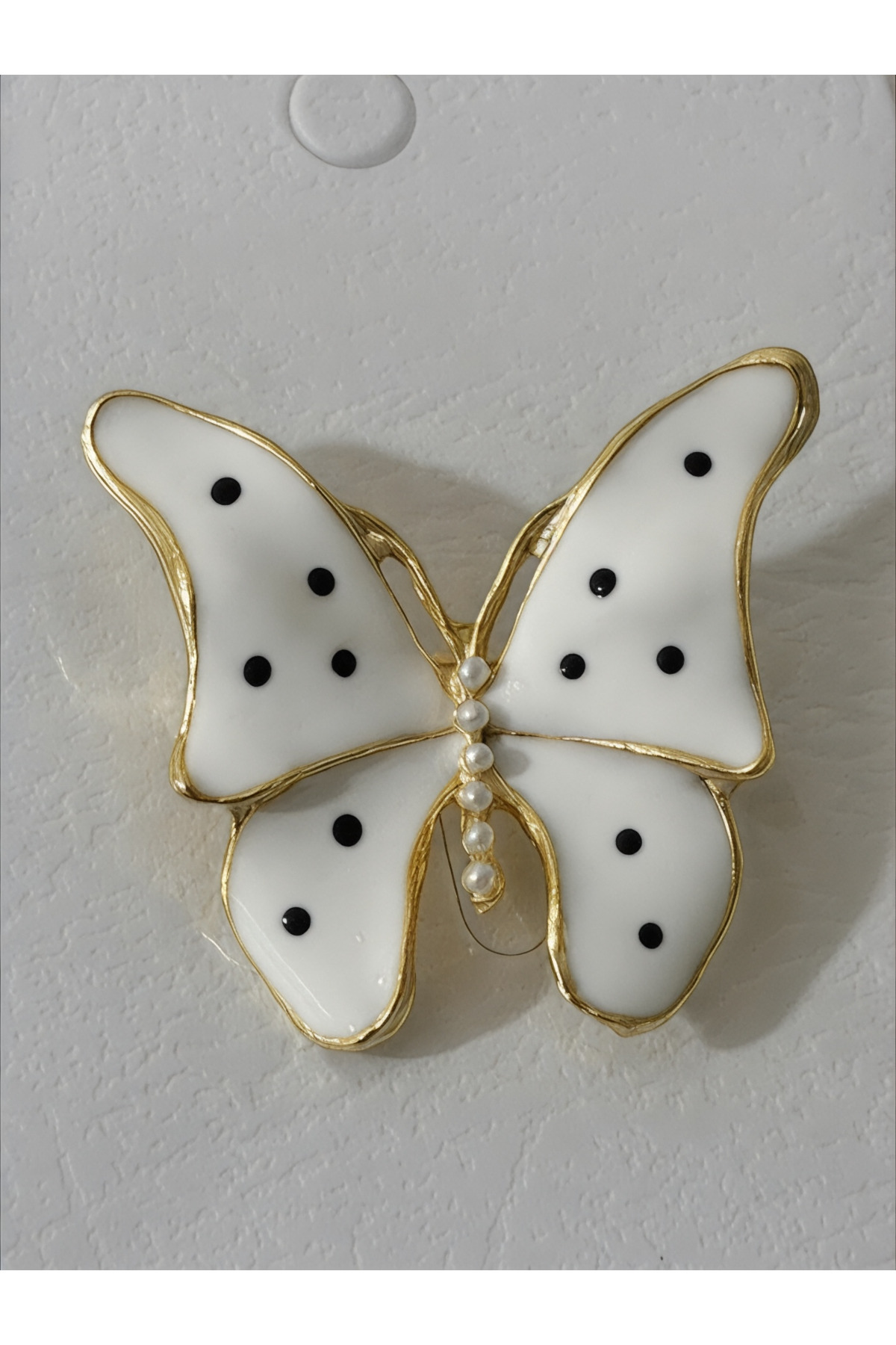 Butterfly Brooch | White Color-Black Speckle