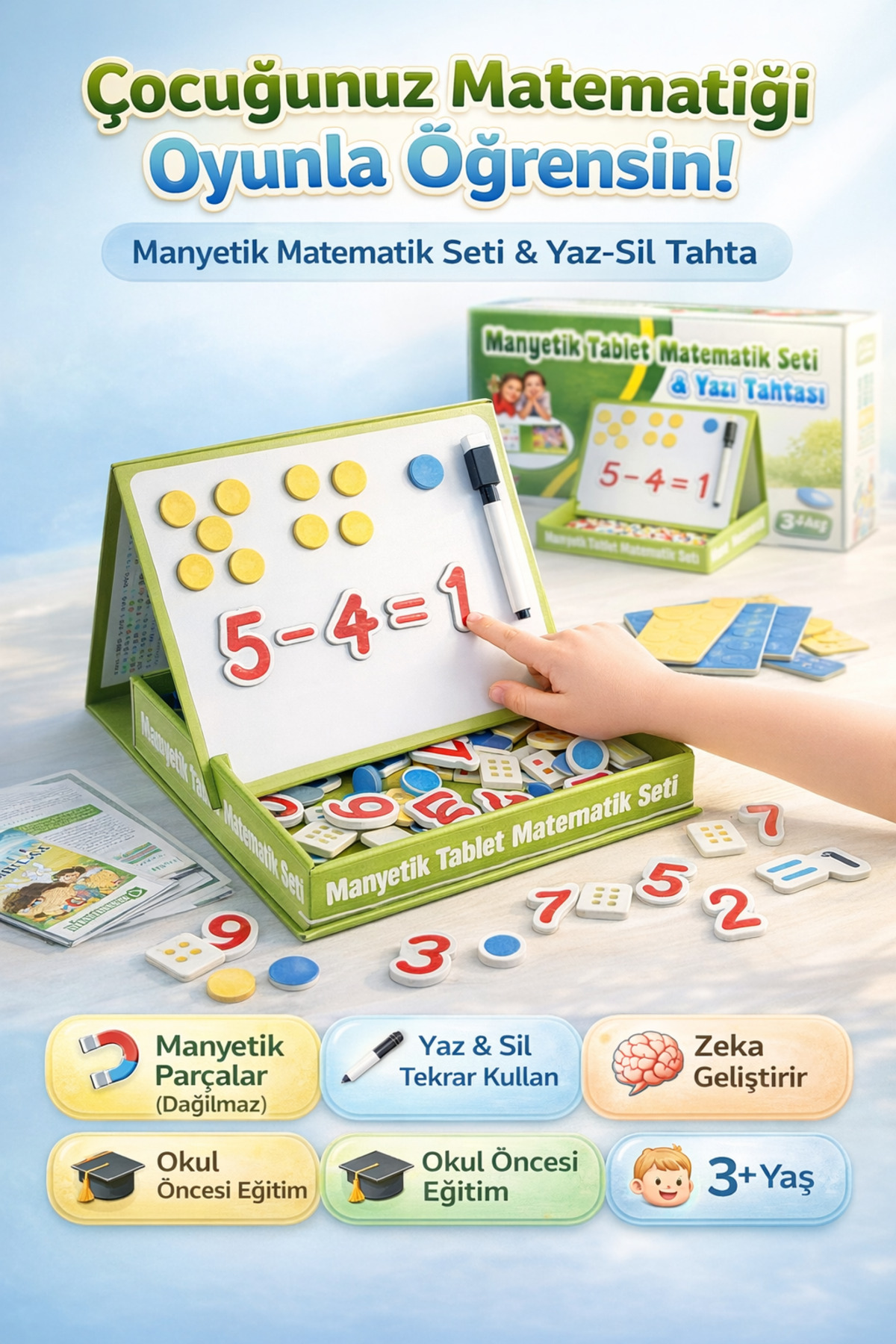 Magnetic Tablet Math Set & Writing Board 98 Pieces