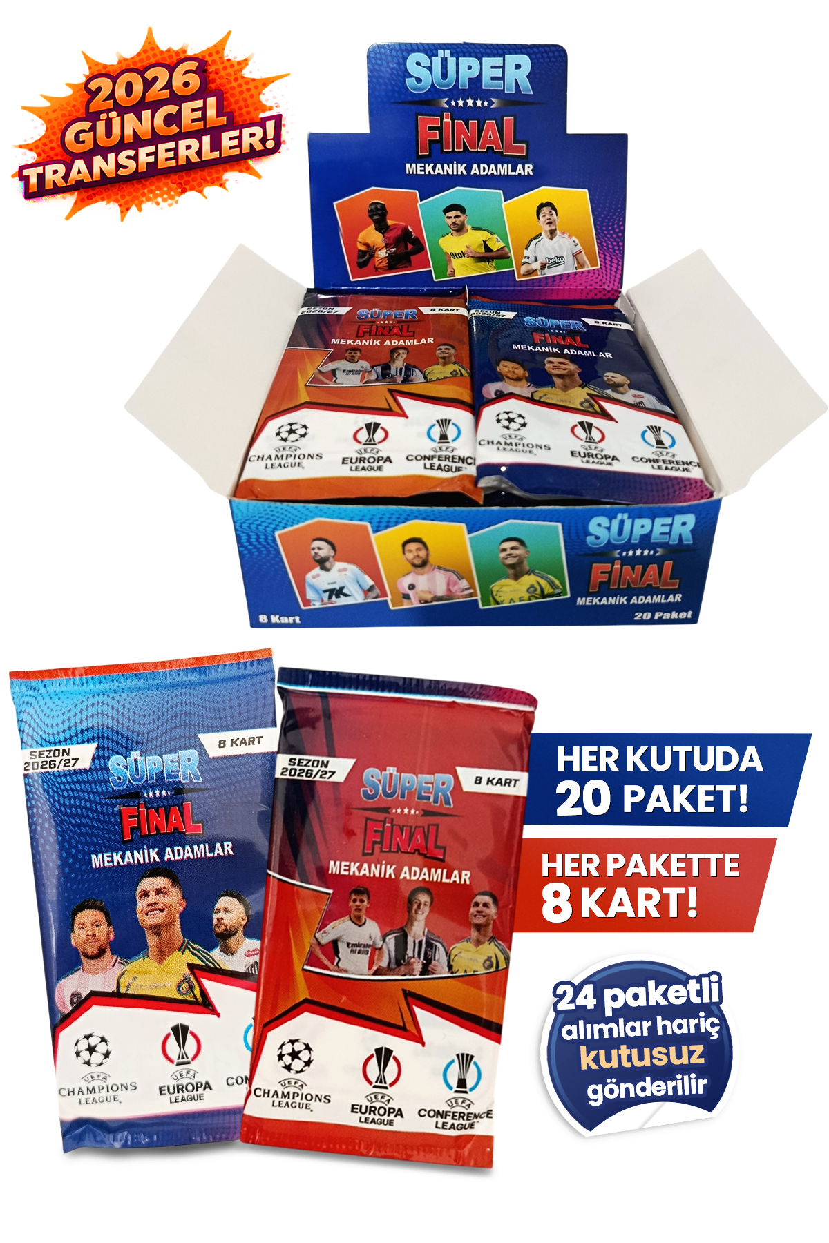 【正規品】FC限定 Man World DVD süper final 2026 Yeni Mekanik Adamlar Futbolcu Kartları 20 Paket