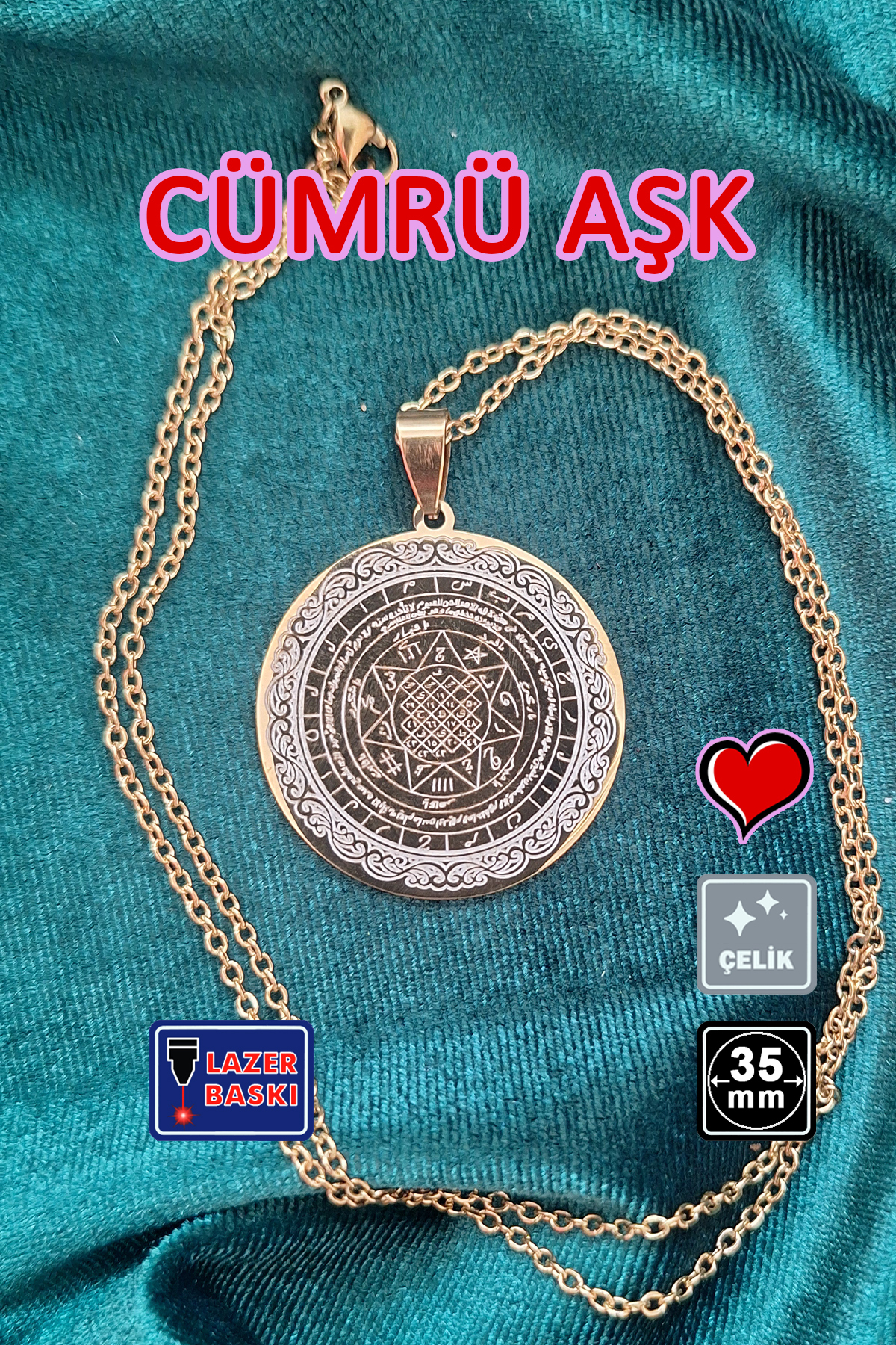 🙏Perimeter Love (LOVE CHARM) Steel Necklace 🎨 Gold Color
