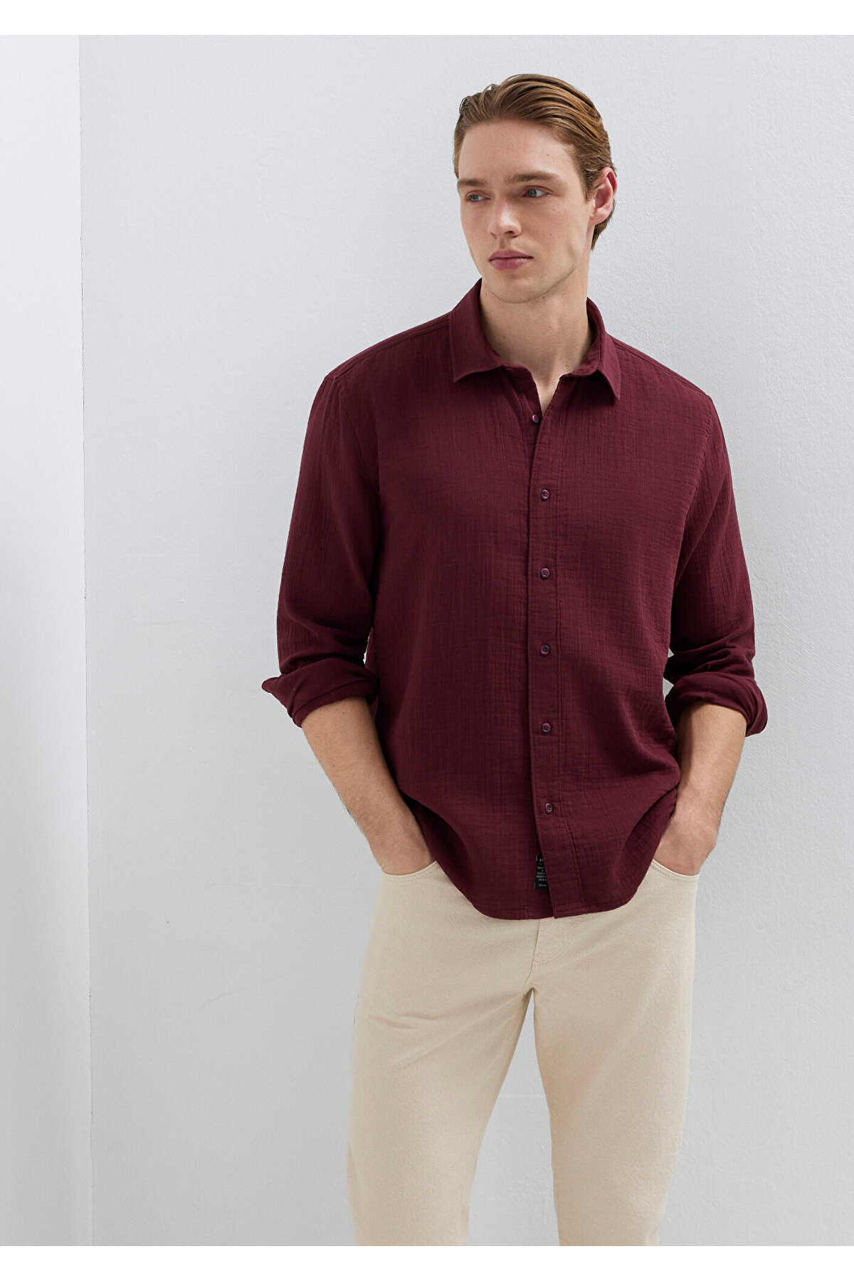 Mavi  Bordo Gömlek Regular Fit / Normal Kesim 0211518-70426 - Görsel 2