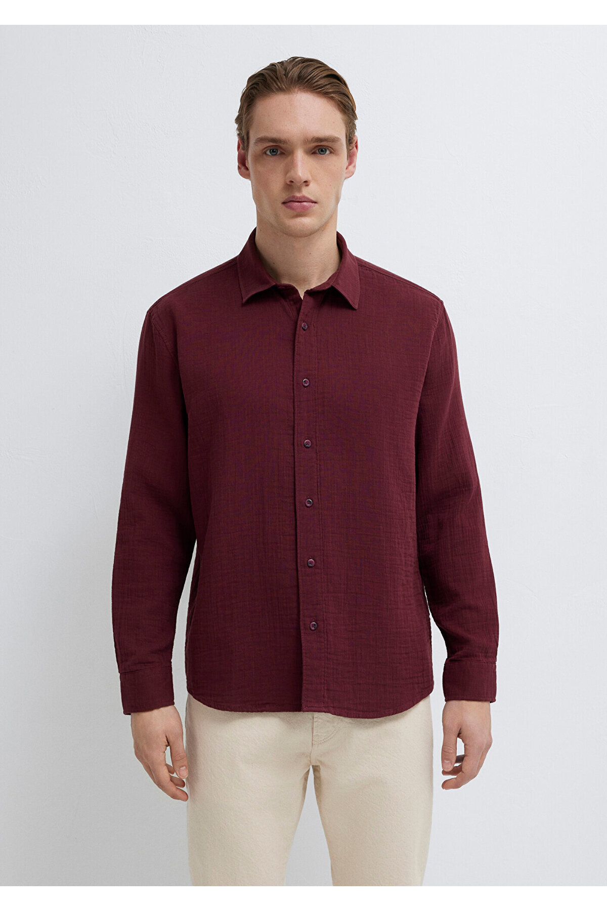 Mavi  Bordo Gömlek Regular Fit / Normal Kesim 0211518-70426 - Görsel 4