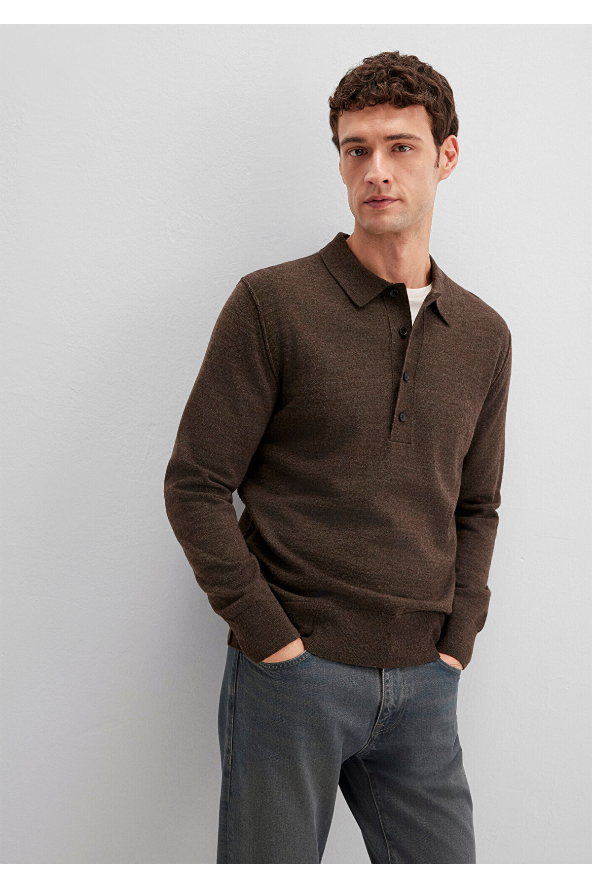 Mavi Wool Blend Brown Knitwear Polo 0710316-70378- Trendyol