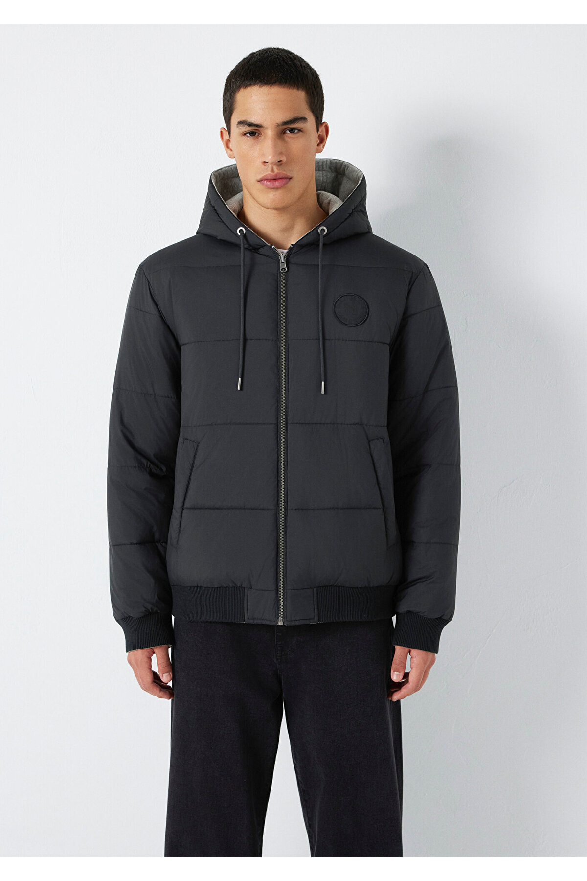 Mavi  Çift Taraflı Kapüşonlu Siyah Mont 0110770-71379 - Görsel 4