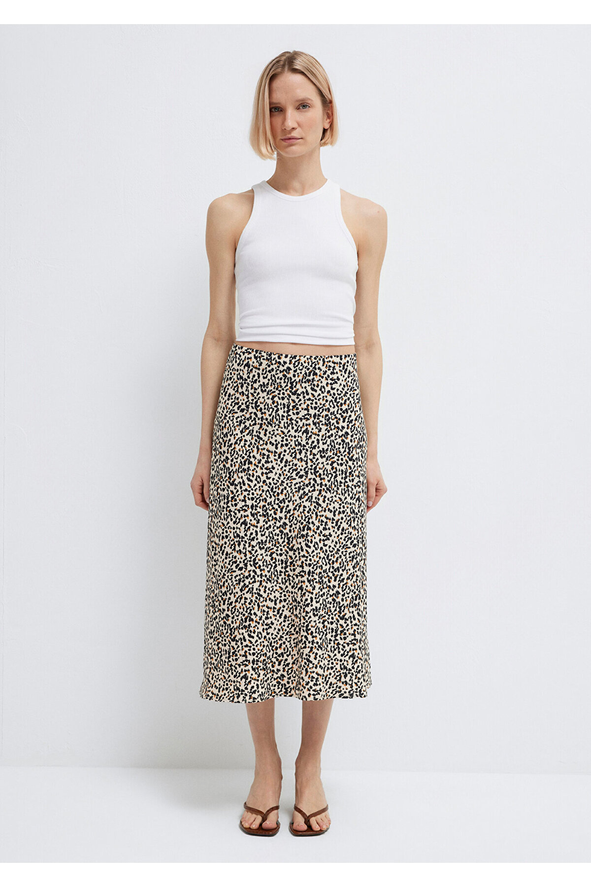 Mavi  Baskılı Ekru Midi Etek 1310583-91477 - Görsel 3