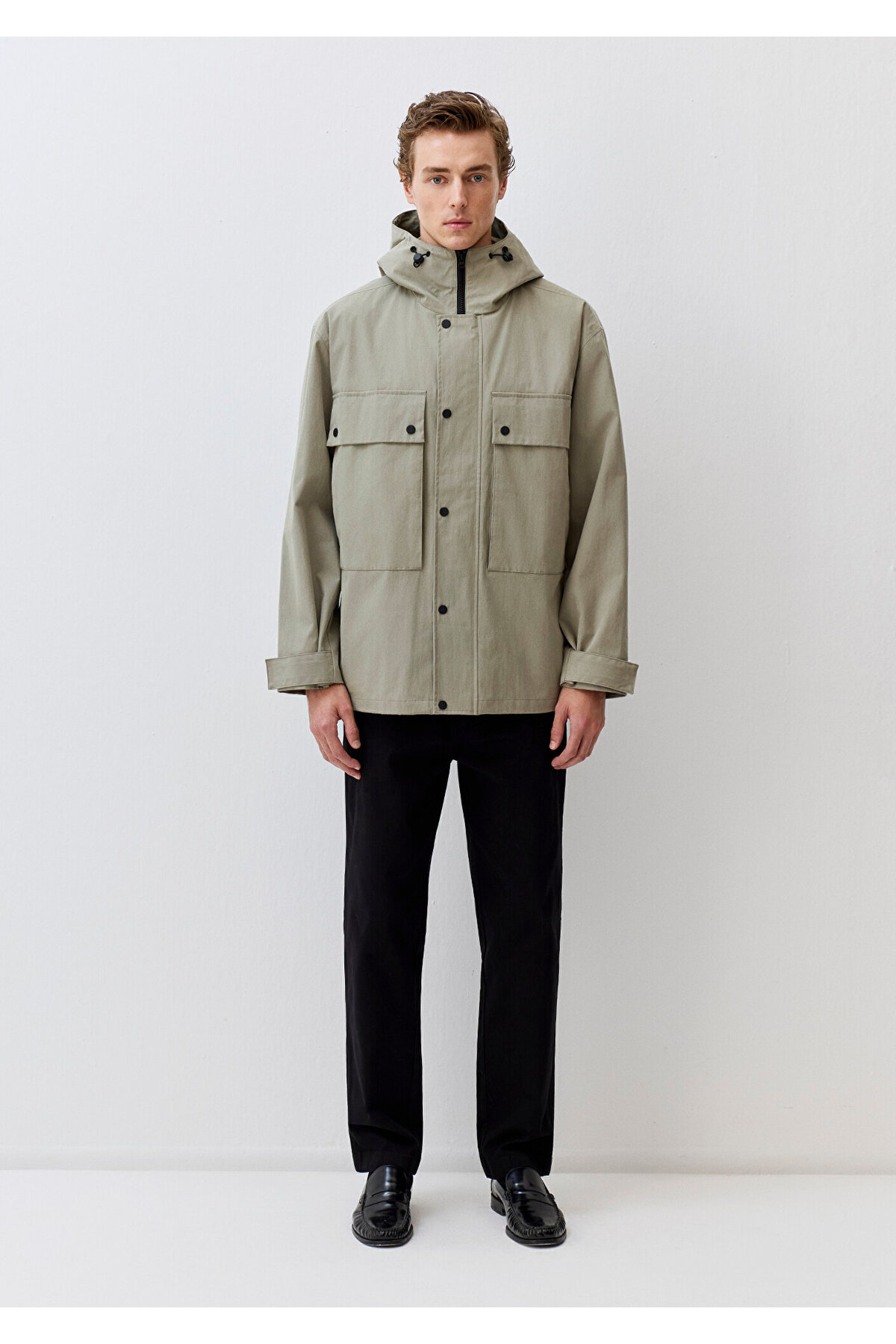 Mavi  Kapüşonlu Yeşil Ceket Oversize / Geniş Kesim 0110365-71484 - Görsel 4