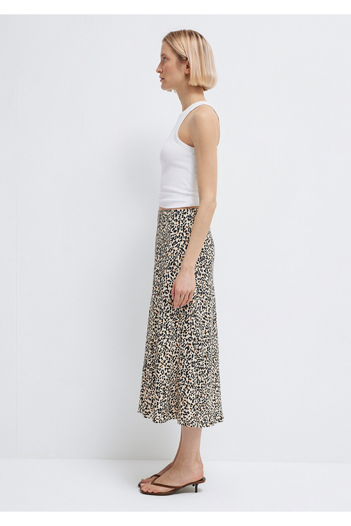 Mavi  Baskılı Ekru Midi Etek 1310583-91477 - Görsel 4