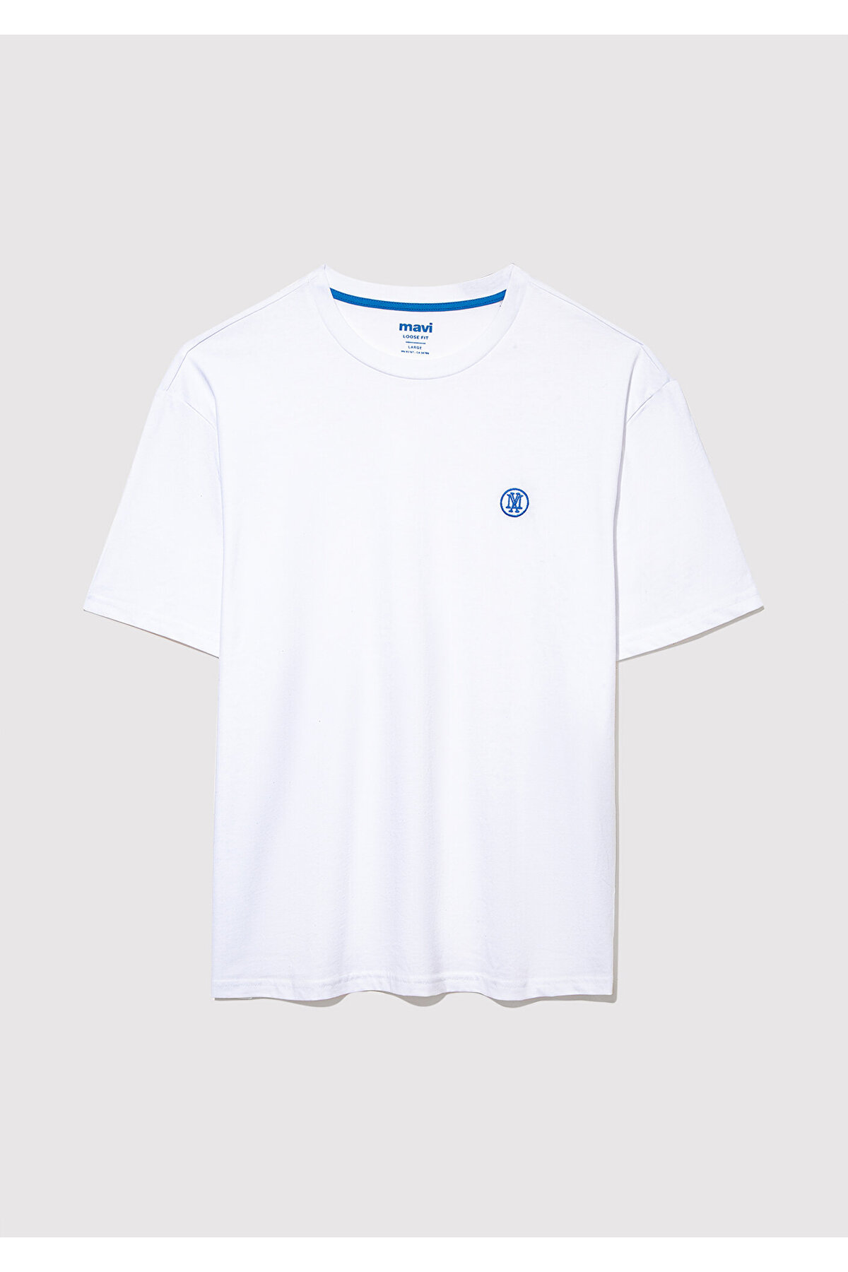 Mavi  2li Mühür Logo İşlemeli Erkek Tişört Loose Fit / Bol Rahat Kesim 0612545-620 - Görsel 7