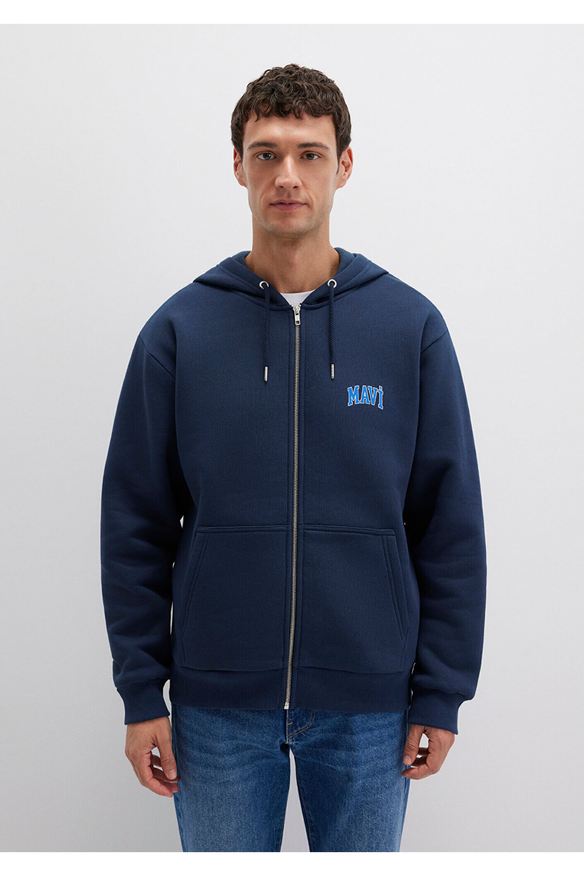 Mavi  Logo Baskılı Fermuarlı Lacivert Sweatshirt 0611715-70490 - Görsel 3