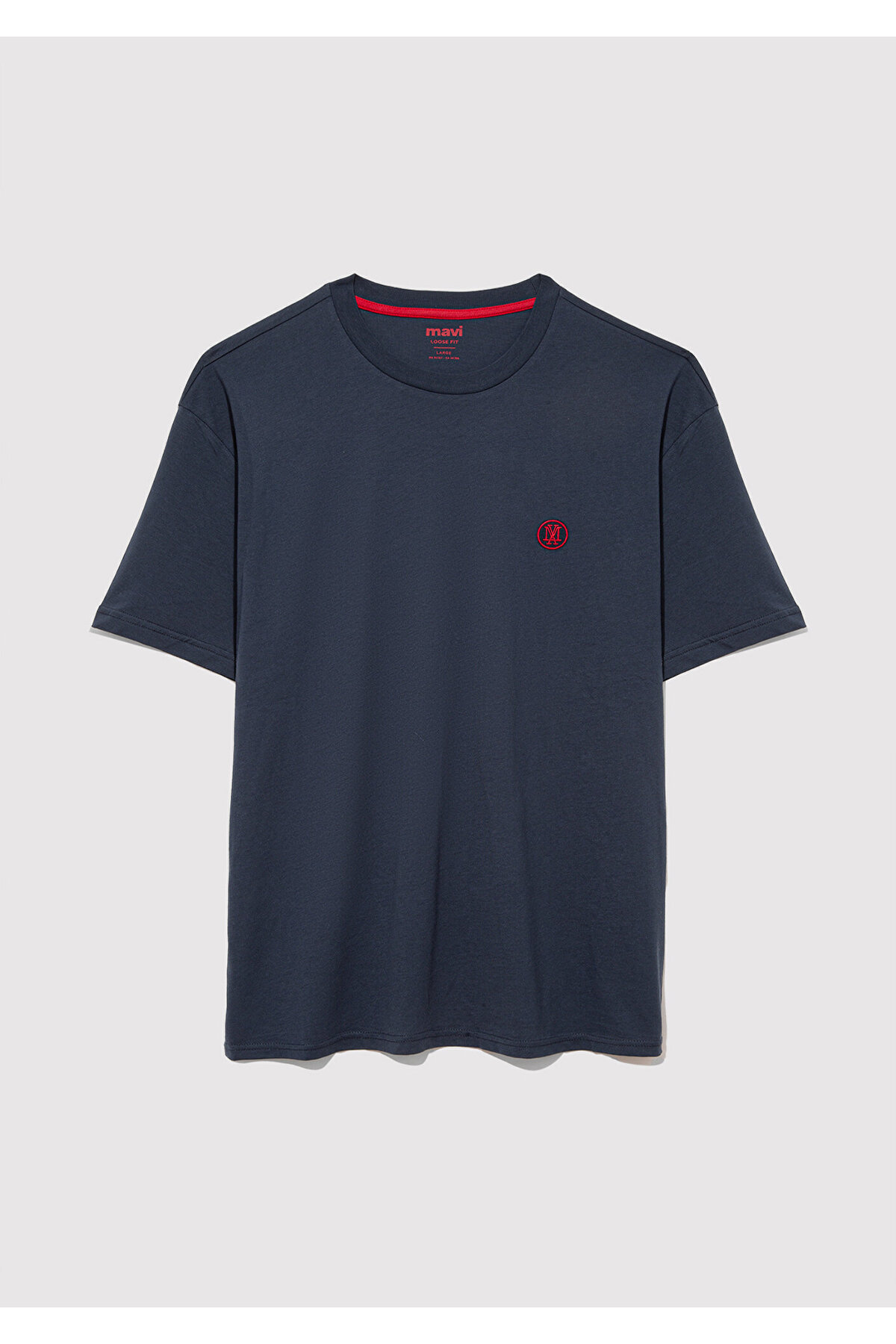 Mavi  2li Mühür Logo İşlemeli Erkek Tişört Loose Fit / Bol Rahat Kesim 0612545-620 - Görsel 6
