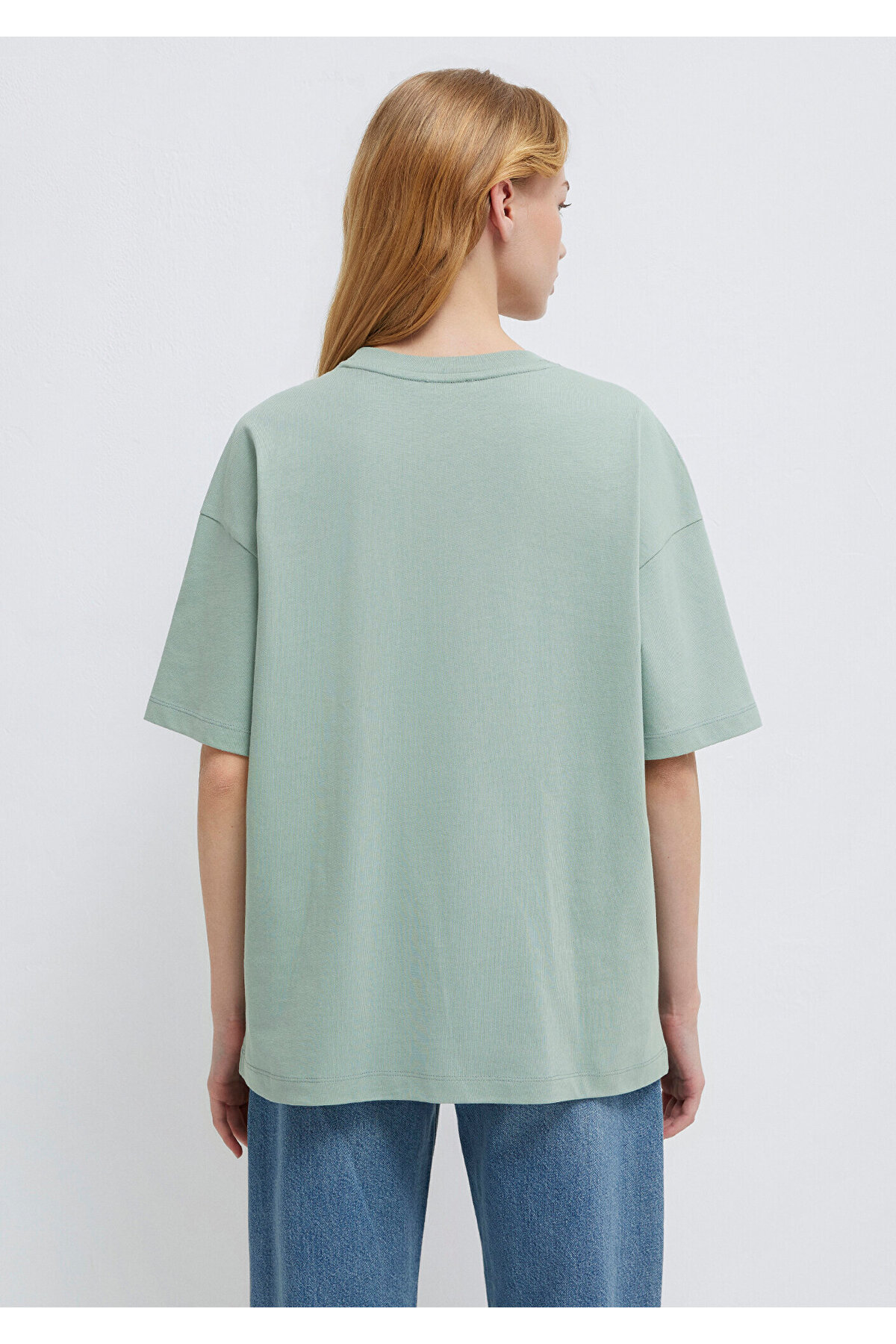 Mavi  Logo Baskılı Yeşil Tişört Oversize / Geniş Kesim 1611593-71787 - Görsel 6