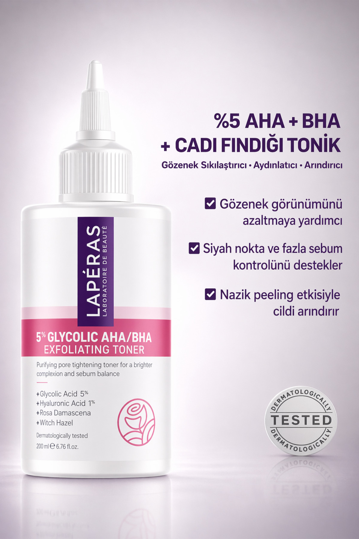 LAPÉRAS %5 Glikolik Asit Cadı Fındığı Tonik | Salisilik Asit AHA/BHA | Gözenek Sıkılaştırıcı, Aydınlatıcı — TYC9VASAPN169435566811010