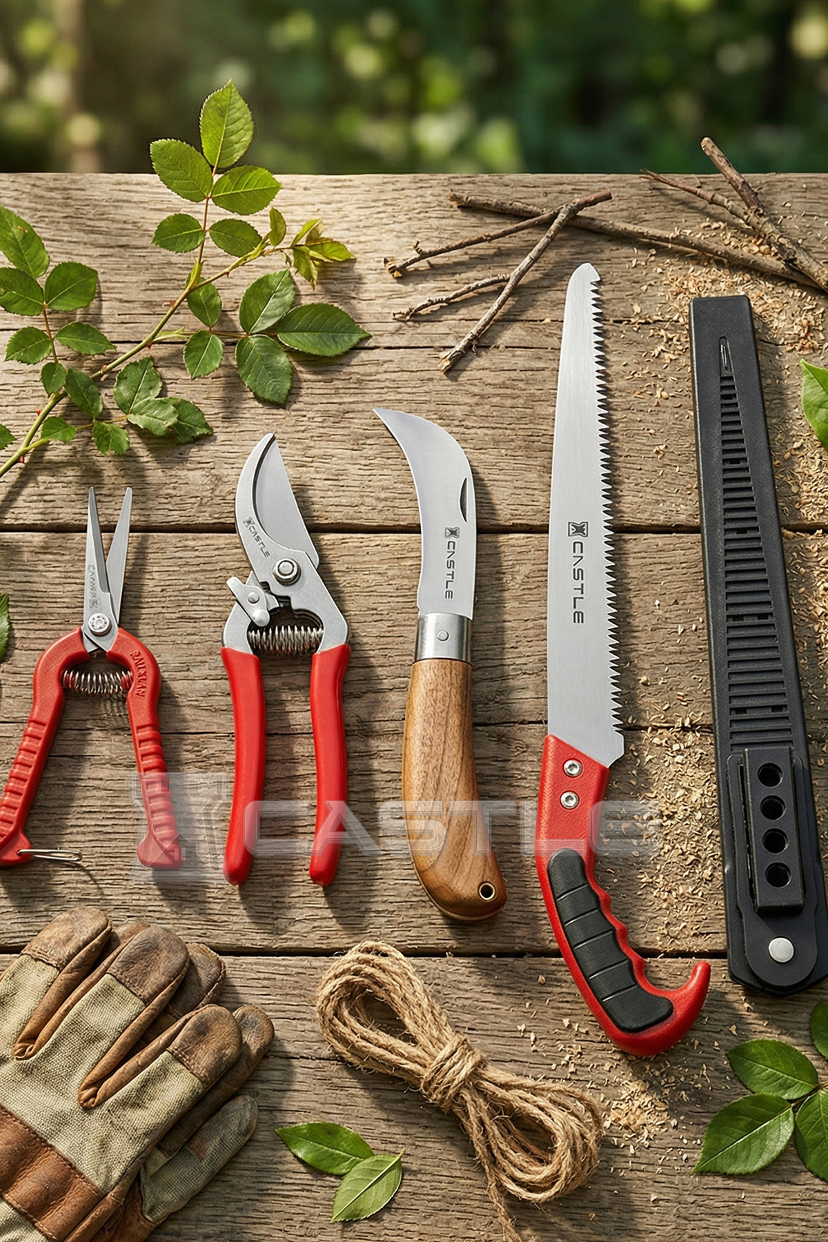 Castle Cst-17x Pruning Saw Branch Pruning and Vacuum Knife Knife Set of 4
