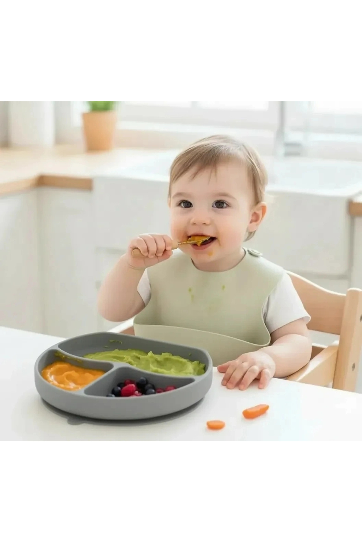 Babyjem Vakum Tabanlı Silikon Tabak Gri - Bpa Içermez - Fiyatı