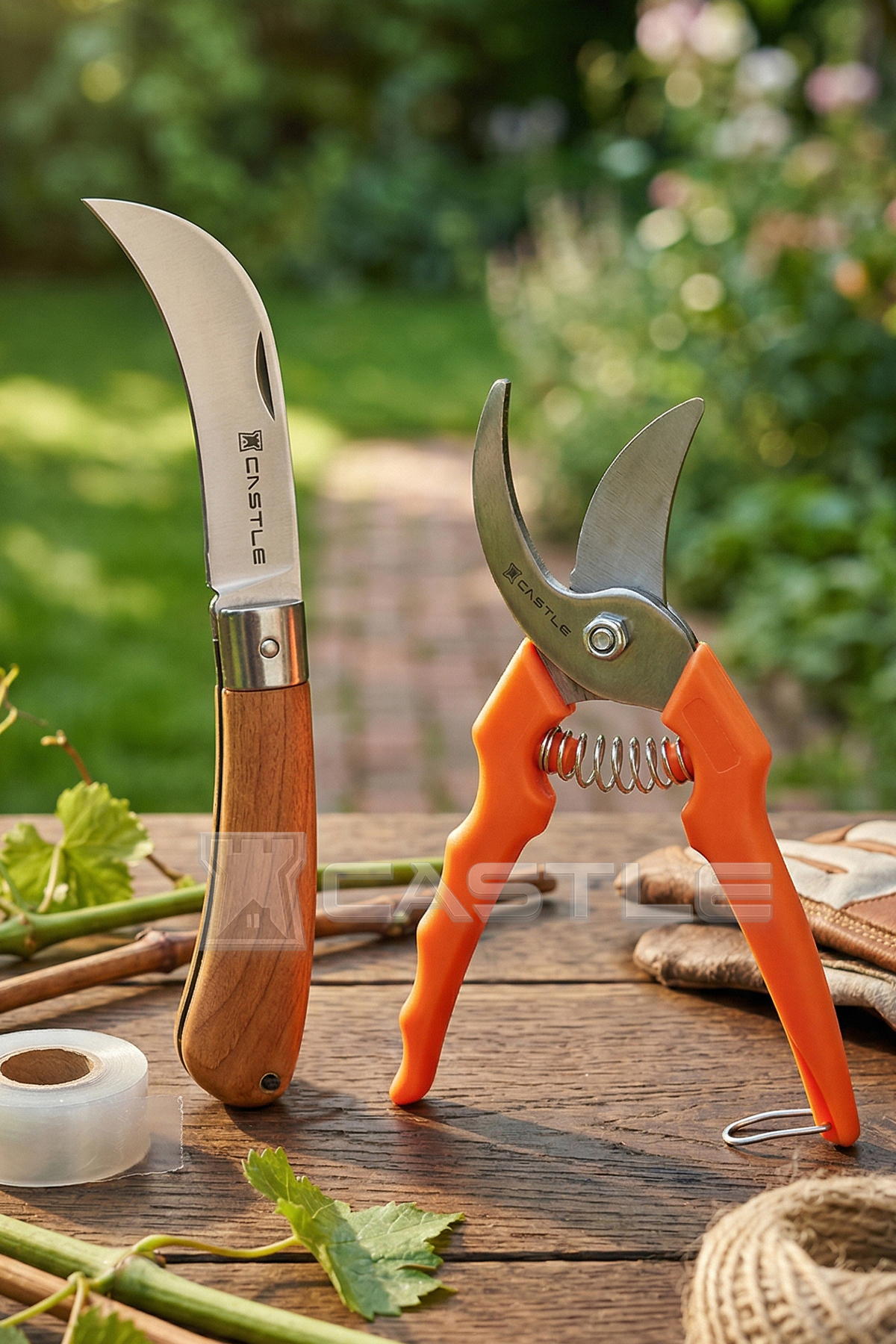 Castle Cst-11xPruning Shears Vineyard Shears and Vacuum Knife Knife 2 Pieces Set