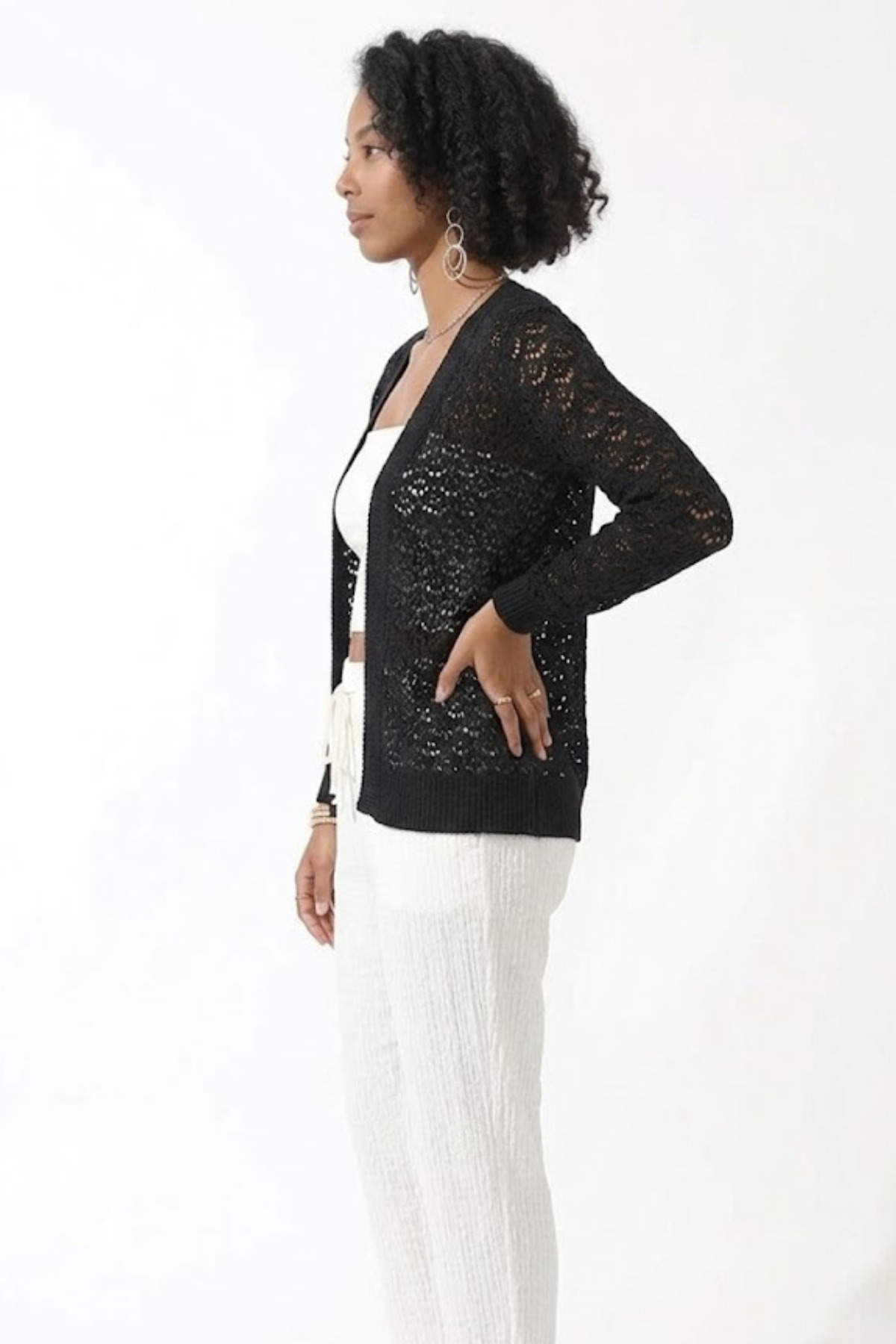 Devinka  Kadın Siyah Dantel Hırka - Görsel 5