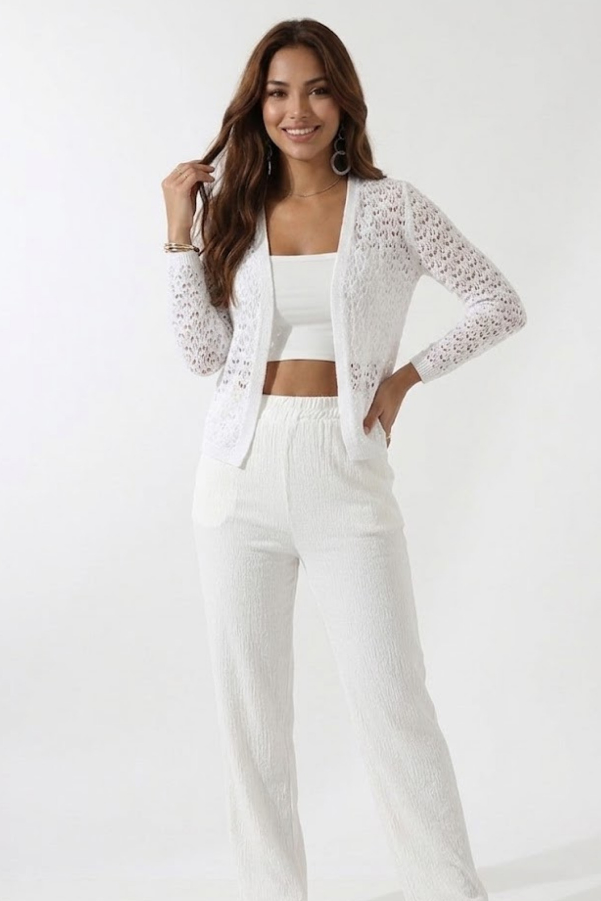 Devinka  Kadın Beyaz Dantel Hırka - Görsel 3