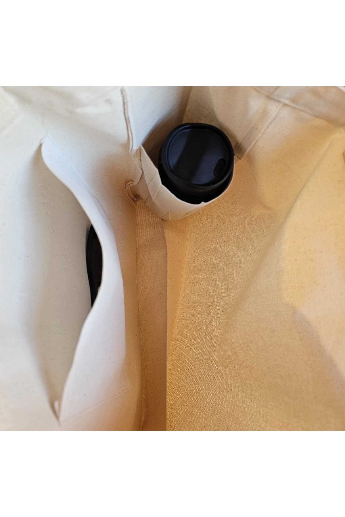 Pikkuva  Pembe Çiçekler ve Yeşil Yapraklar Baskılı Naturel Kanvas Bez Çanta Sap Beyaz Cırt Cırtlı - Küçük - Görsel 7