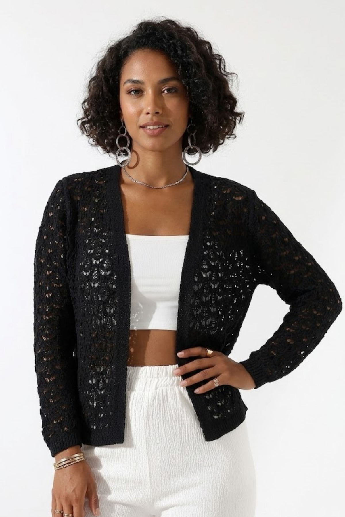 Devinka  Kadın Siyah Dantel Hırka