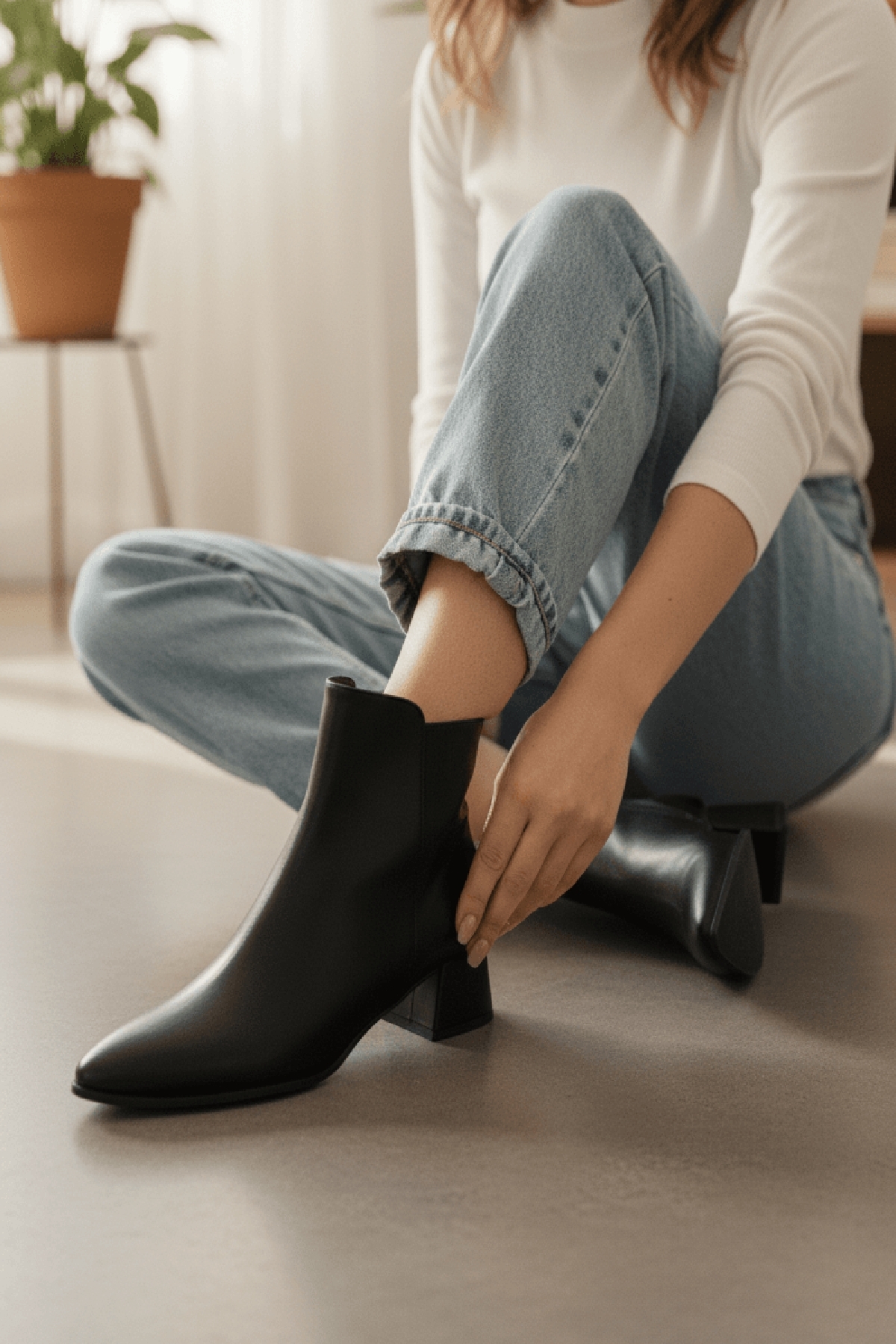 DİVOLYA Timma Black (5 cm Heels) Daily Use Women's Boots