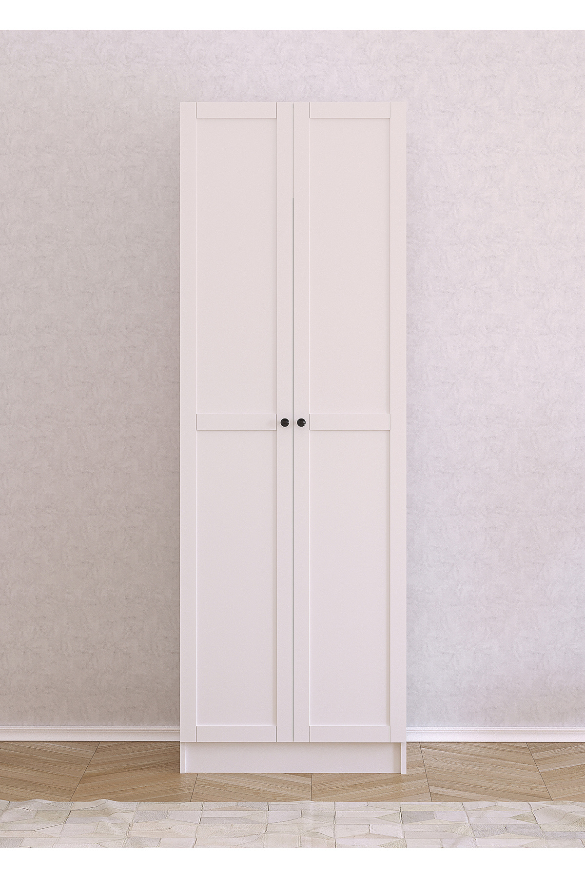 Aura Series Wardrobe Wardrobe with 2 Lids and 6 Shelves and Hanging Closet White