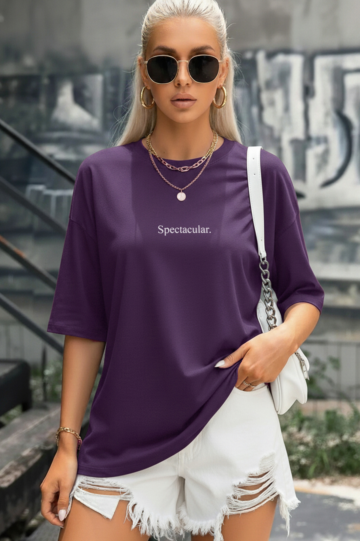 Women's Spectacular Purple Oversize Salas T-Shirt