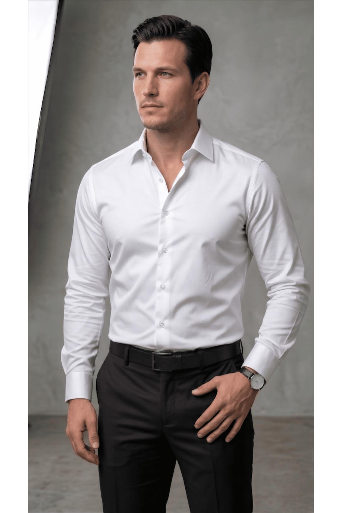 viyamen Erkek Slim Fit Klasik Saten Gömlek görsel 5
