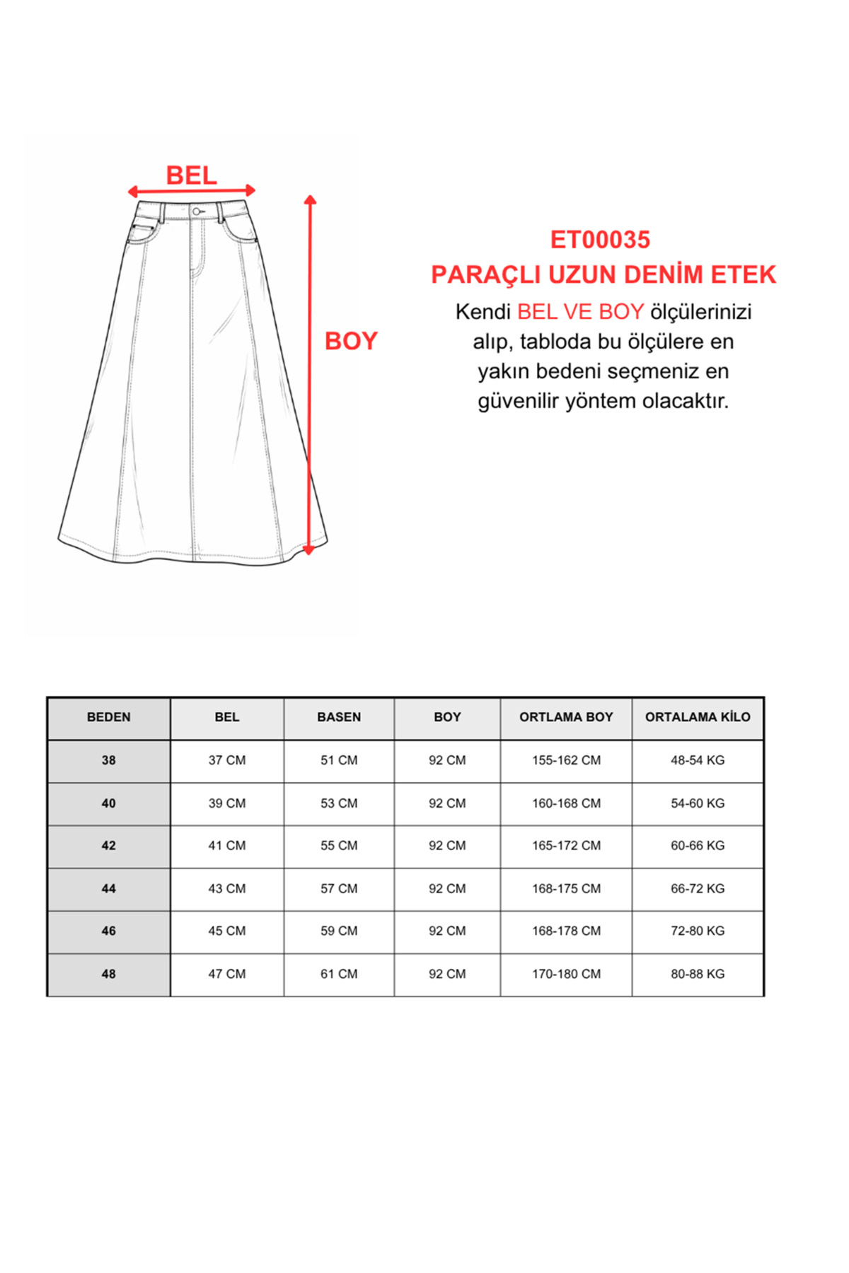 VELLICHOR  PARÇALI UZUN DENİM ETEK - Görsel 7